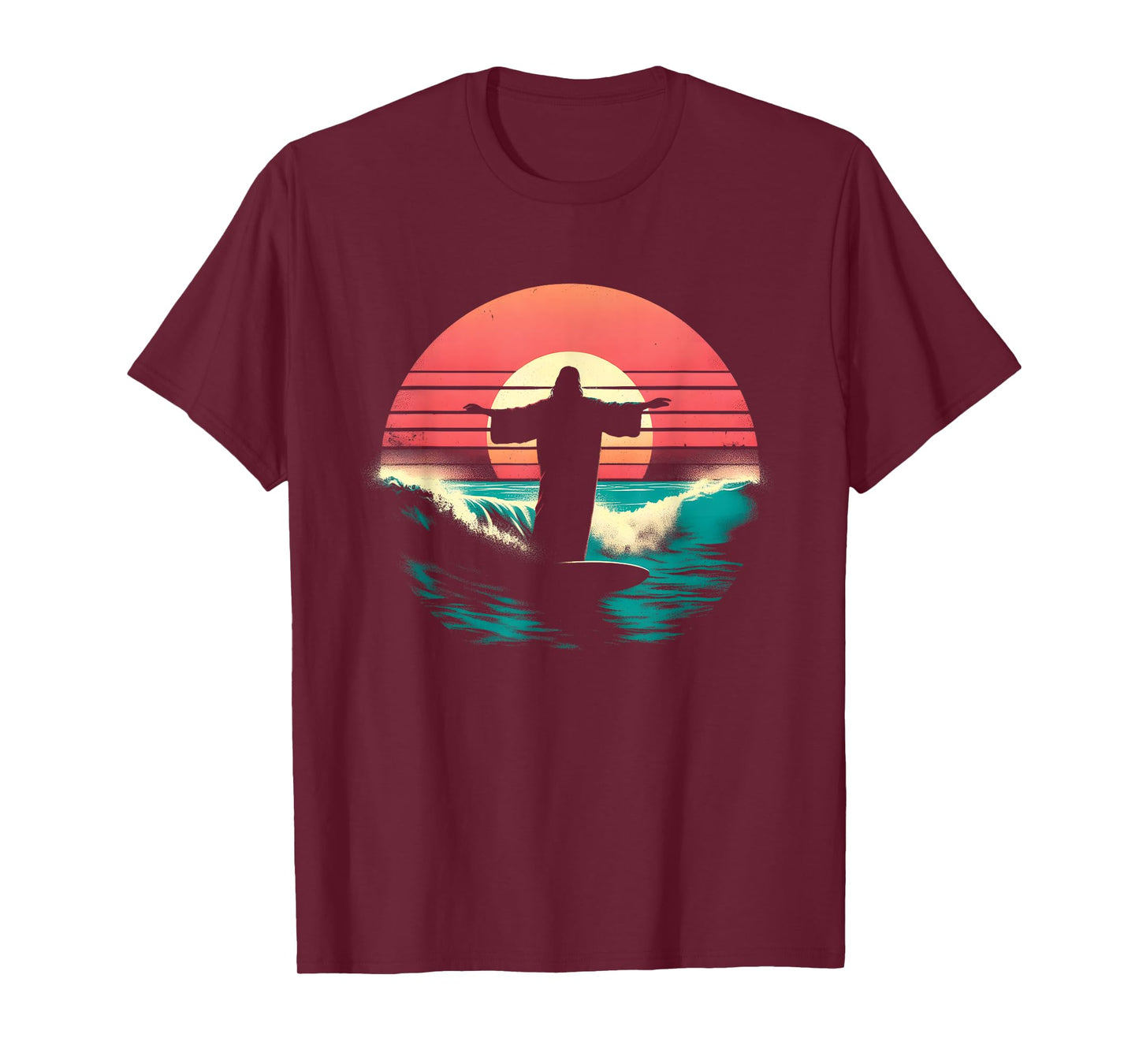 Jesus Surfing On Water - Funny Christian Religious Surfer T-Shirt