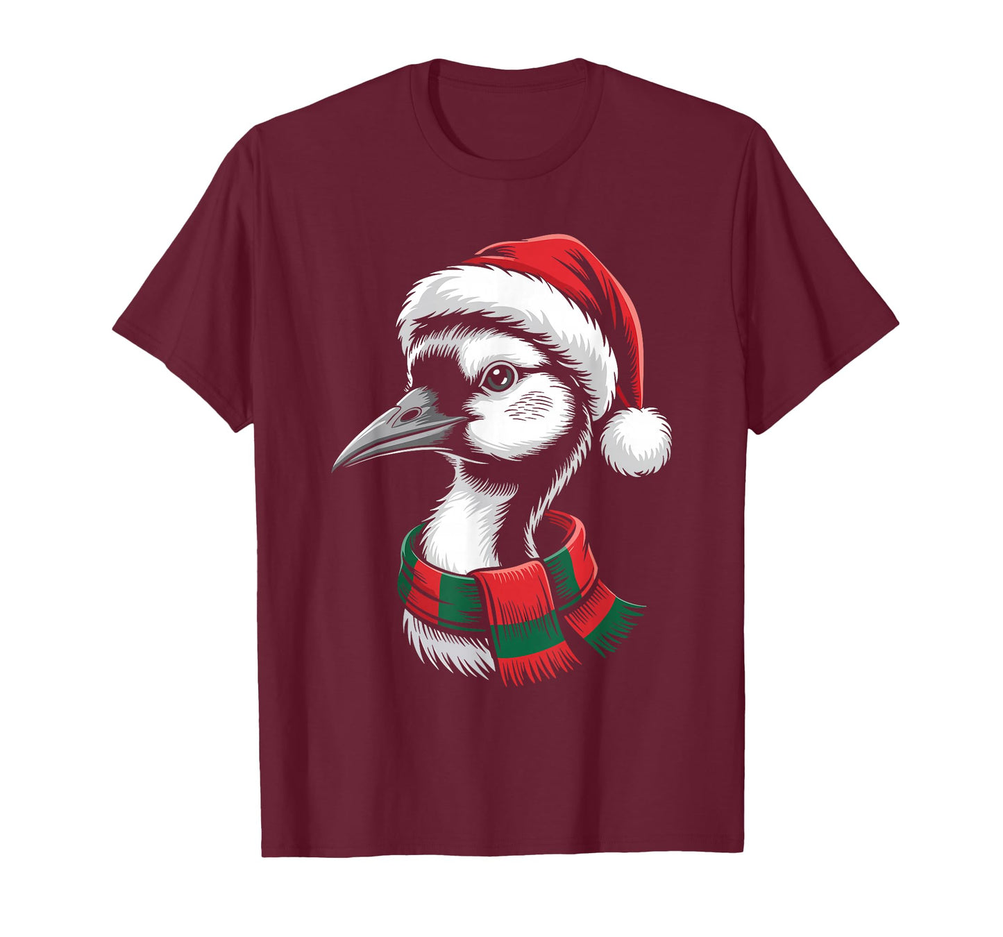 Crane Xmas Santa Hat Scarf Christmas Costume T-Shirt
