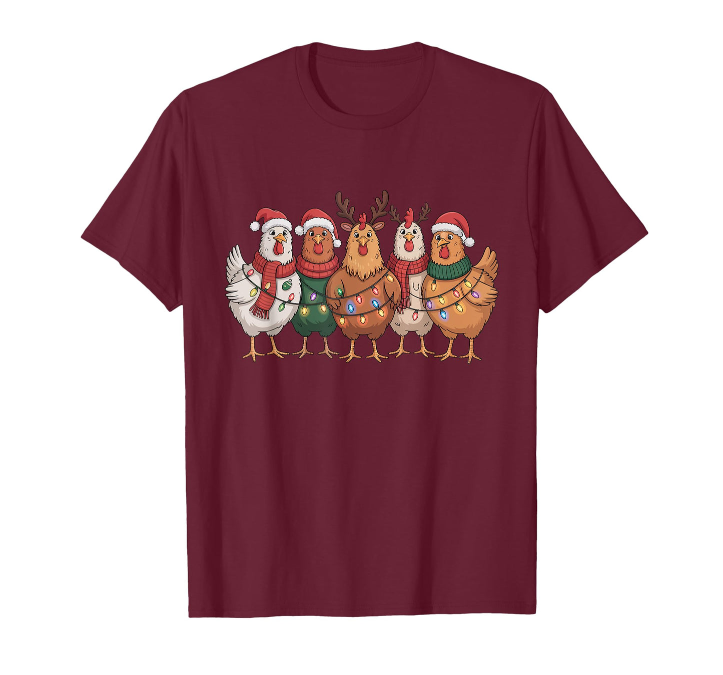 Christmas Lights Chicken Santa Funny Xmas Tree for Men Women T-Shirt