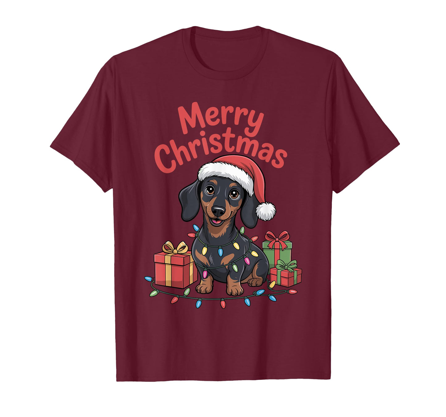 Cute Dachshund Christmas Xmas Design Funny Dog Lover Holiday T-Shirt