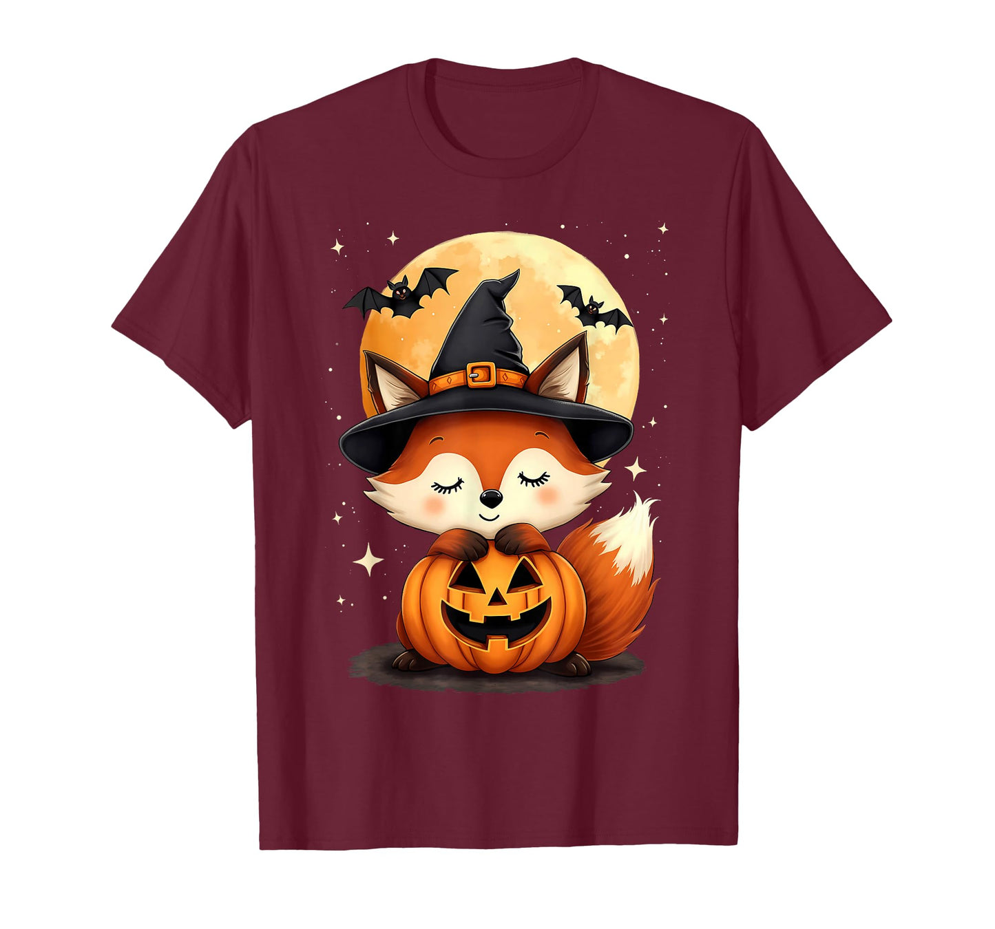 Halloween Cute Fox Witch Hat Pumpkin Spooky T-Shirt