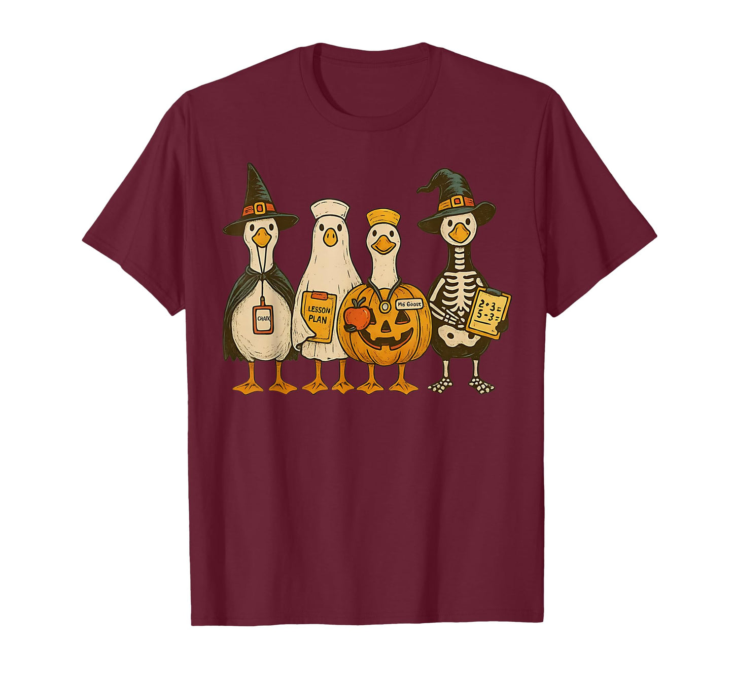 Cute Goose Teacher Halloween Costume Ghost Pumpkin Witch T-Shirt