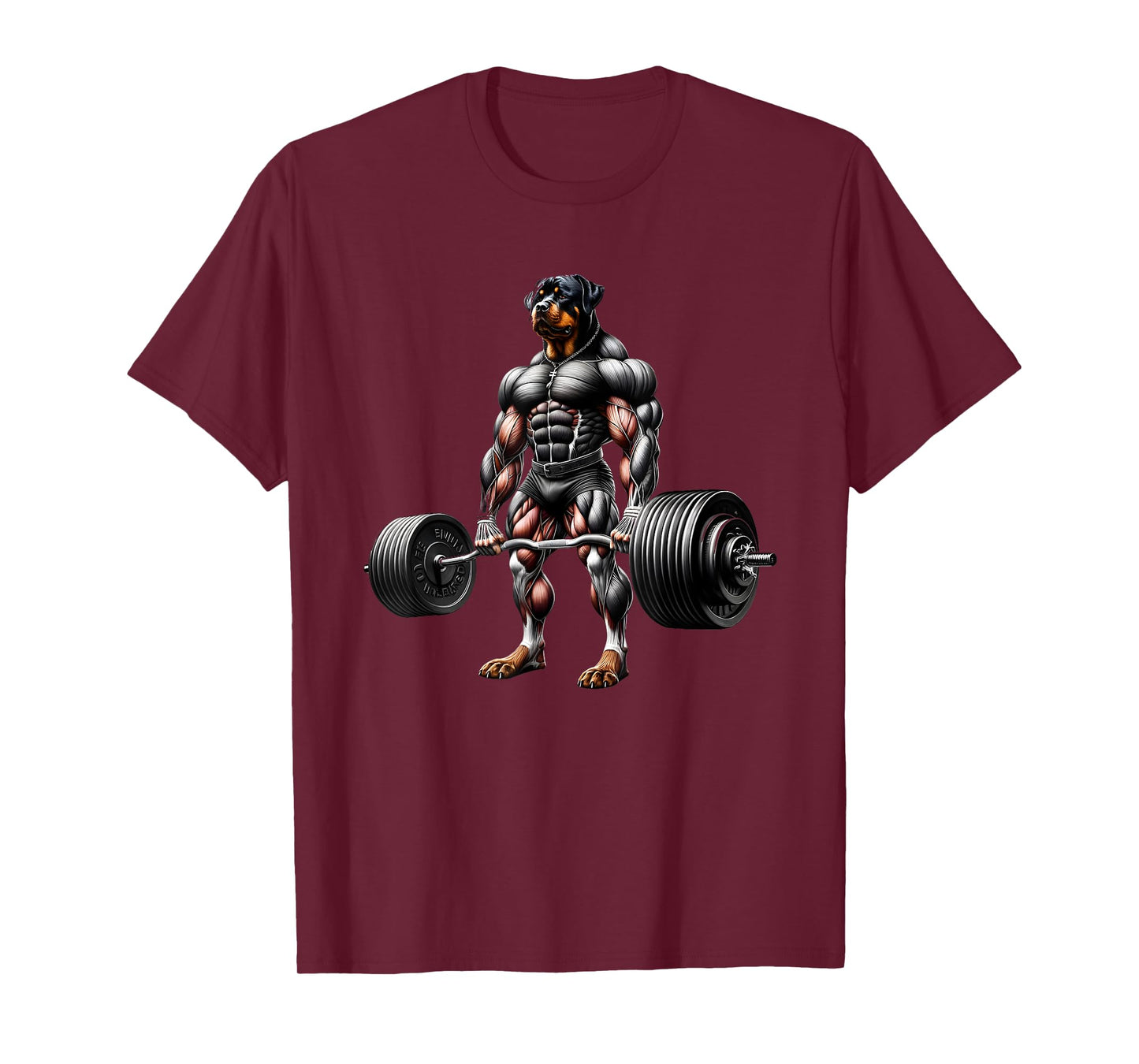 Muscle Rottweiler Dog Deadlifting Gym Weightlifting Workout T-Shirt