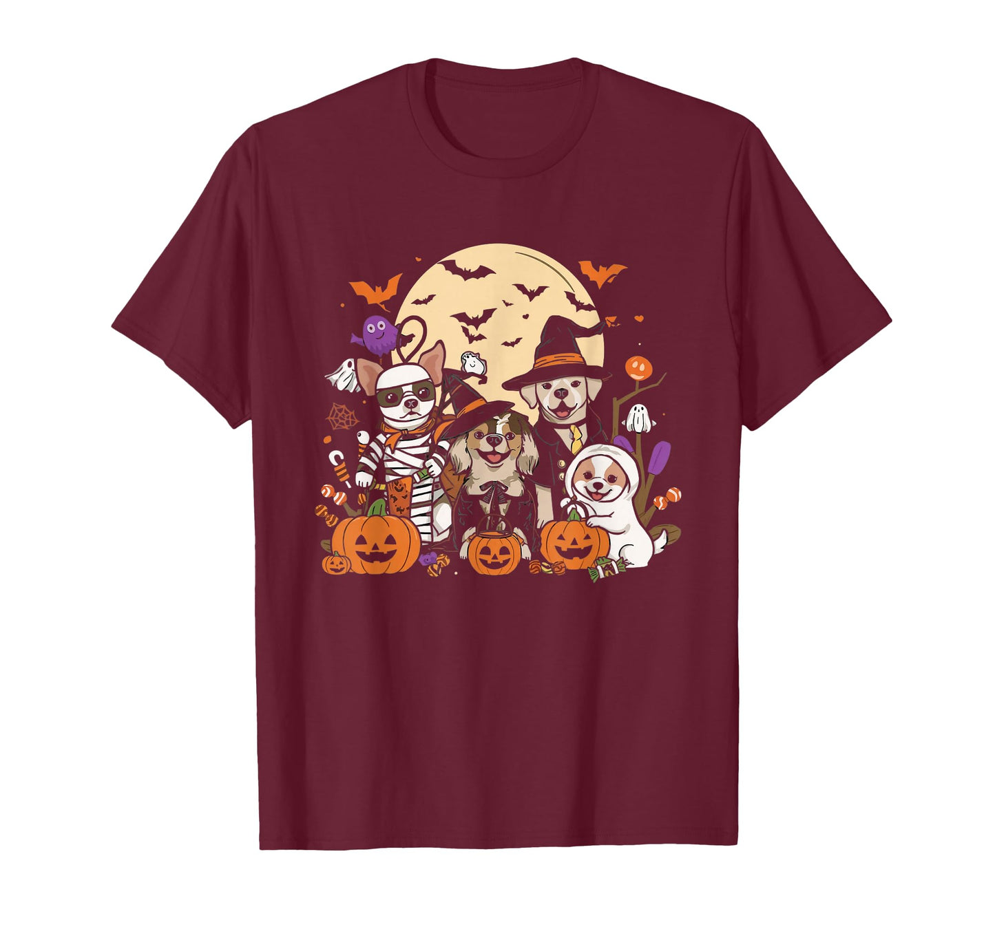 Cute Mummy Witch Ghost Halloween Dog Costume Men Women Kids T-Shirt