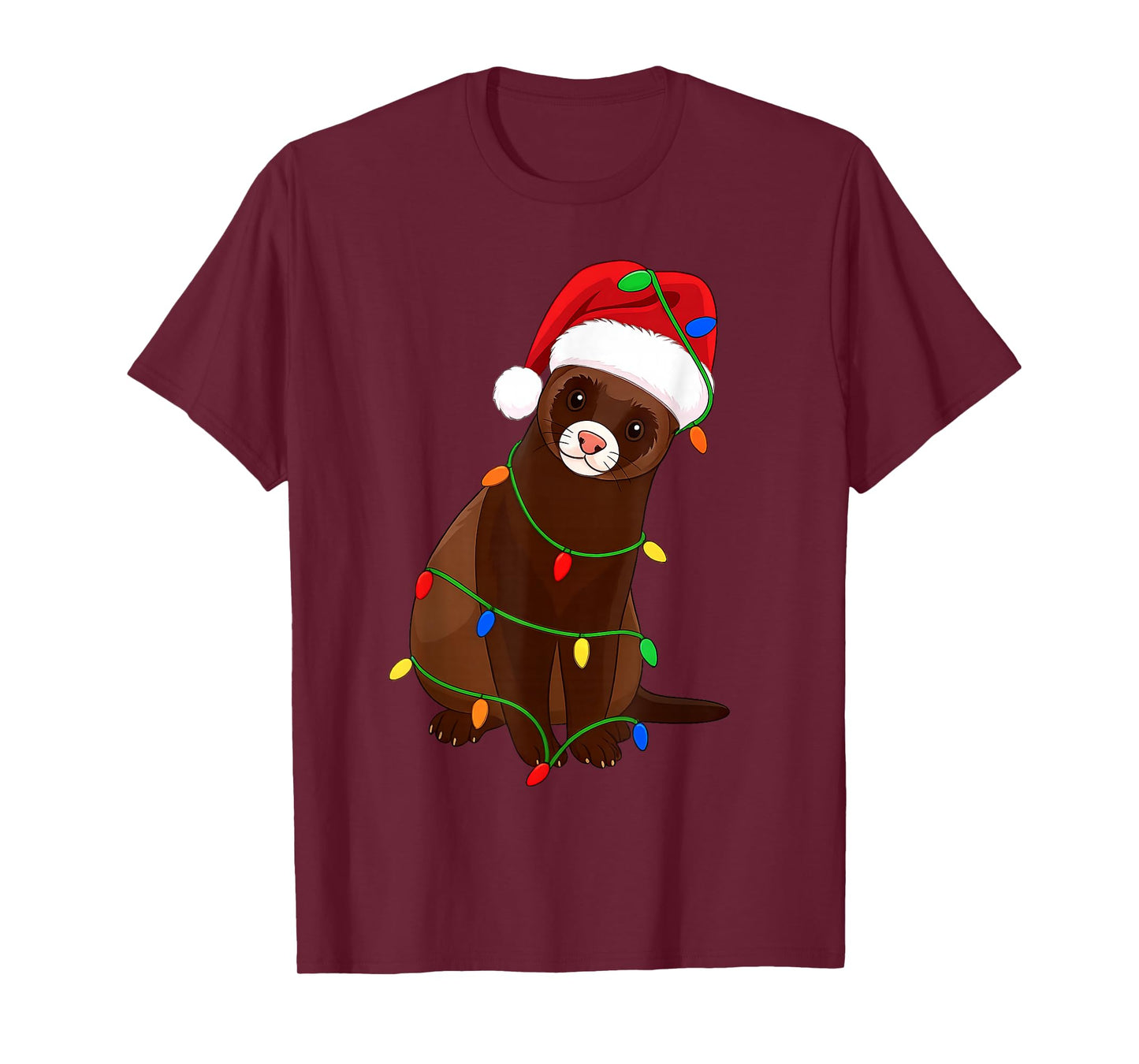 Ferret Christmas Tree Lights Holiday Pet Lover T-Shirt