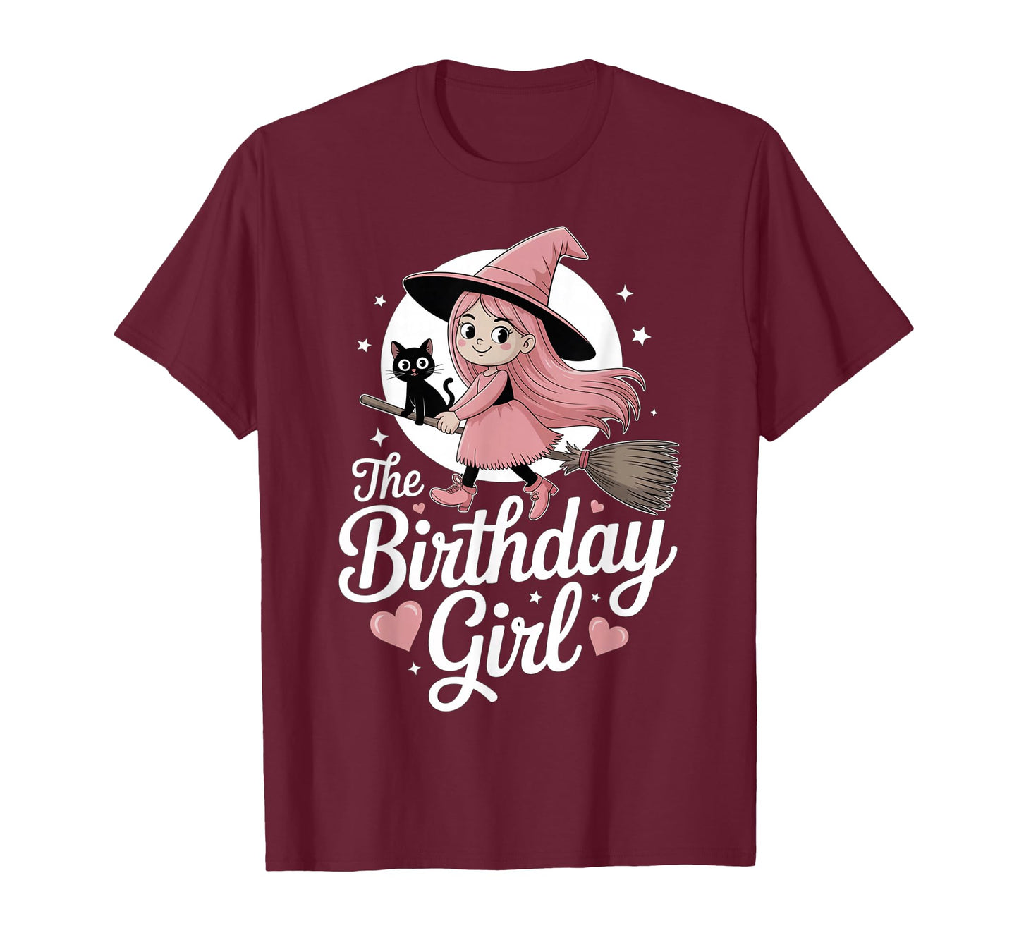 Pink Halloween Birthday Girl Witch Cat October Kids Cute T-Shirt