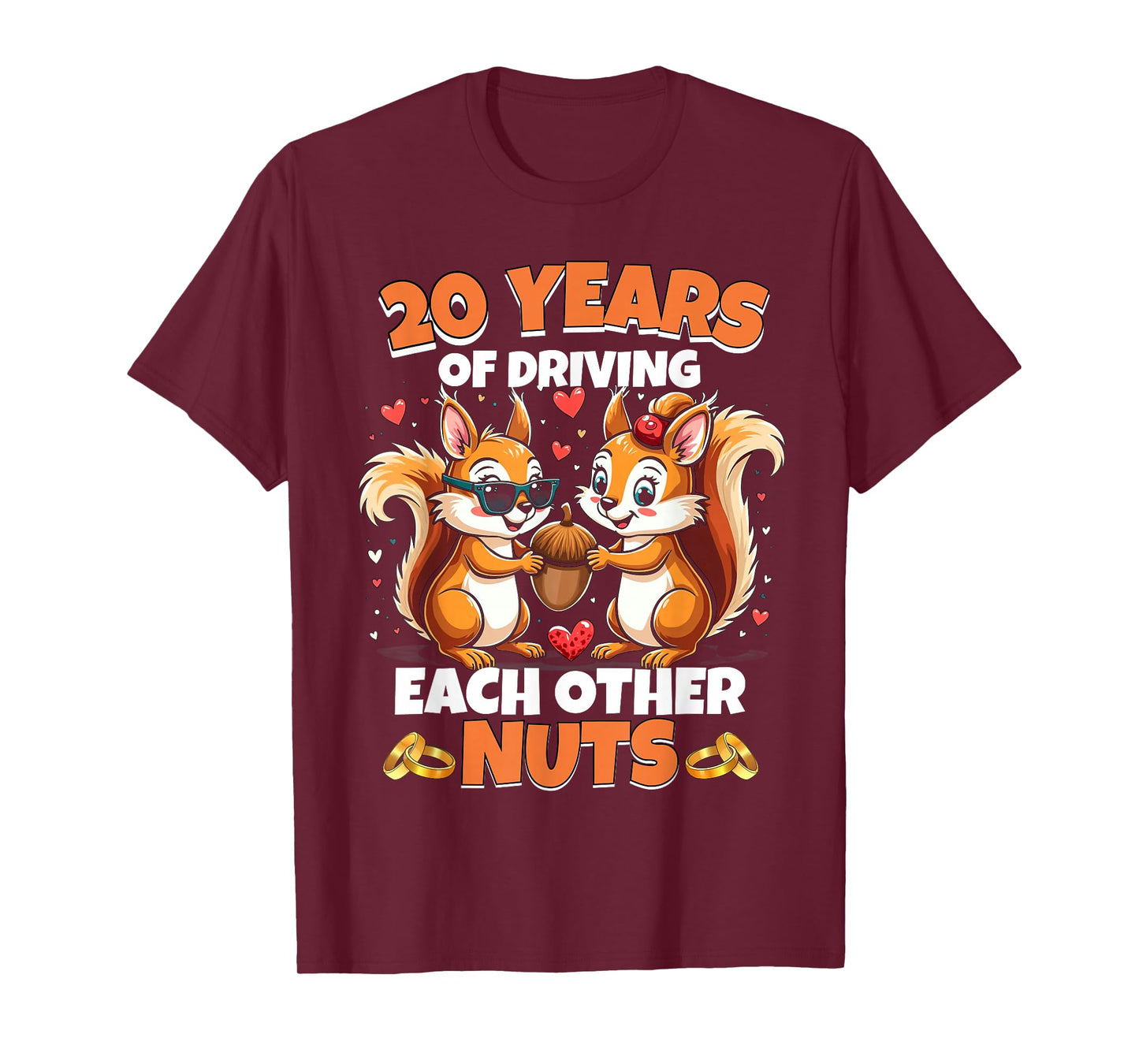 20th Wedding Anniversary 20 Years Of Driving Each Other Nuts T-Shirt