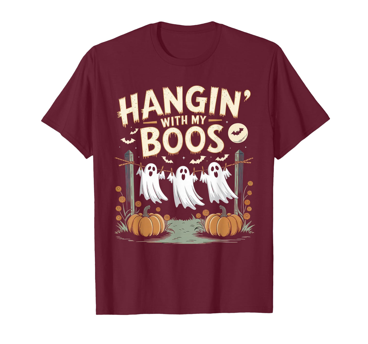 Hangin' with My Boos Tshirt Halloween Ghost Scary Witch Men T-Shirt