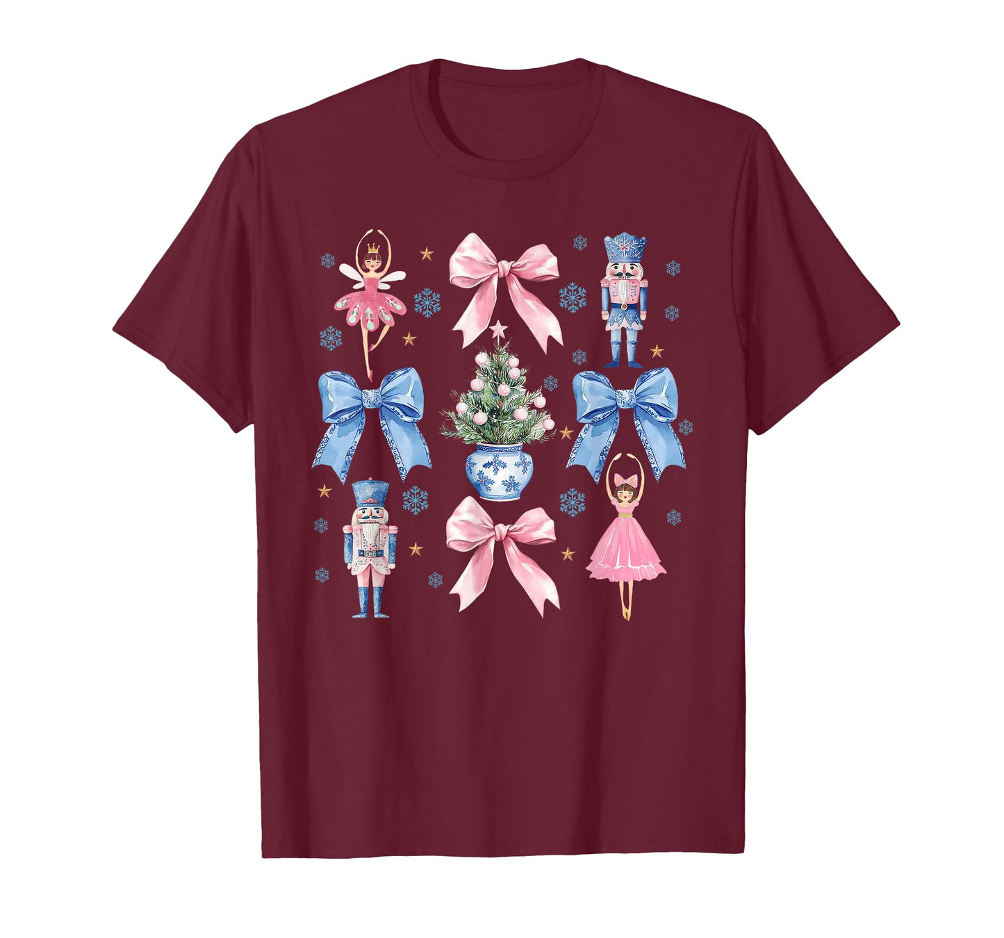 Coquette Bow Christmas Nutcracker Ballet Festive Women Girls T-Shirt