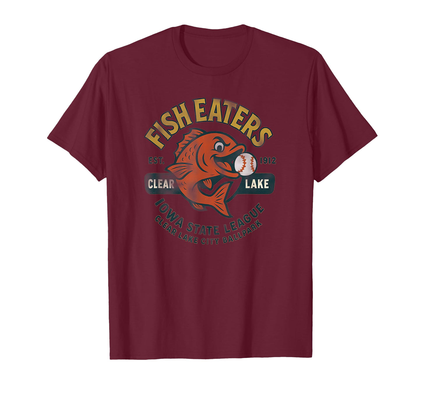 Vintage Iowa Fish Eaters Defunct Baseball Team Minor League T-Shirt