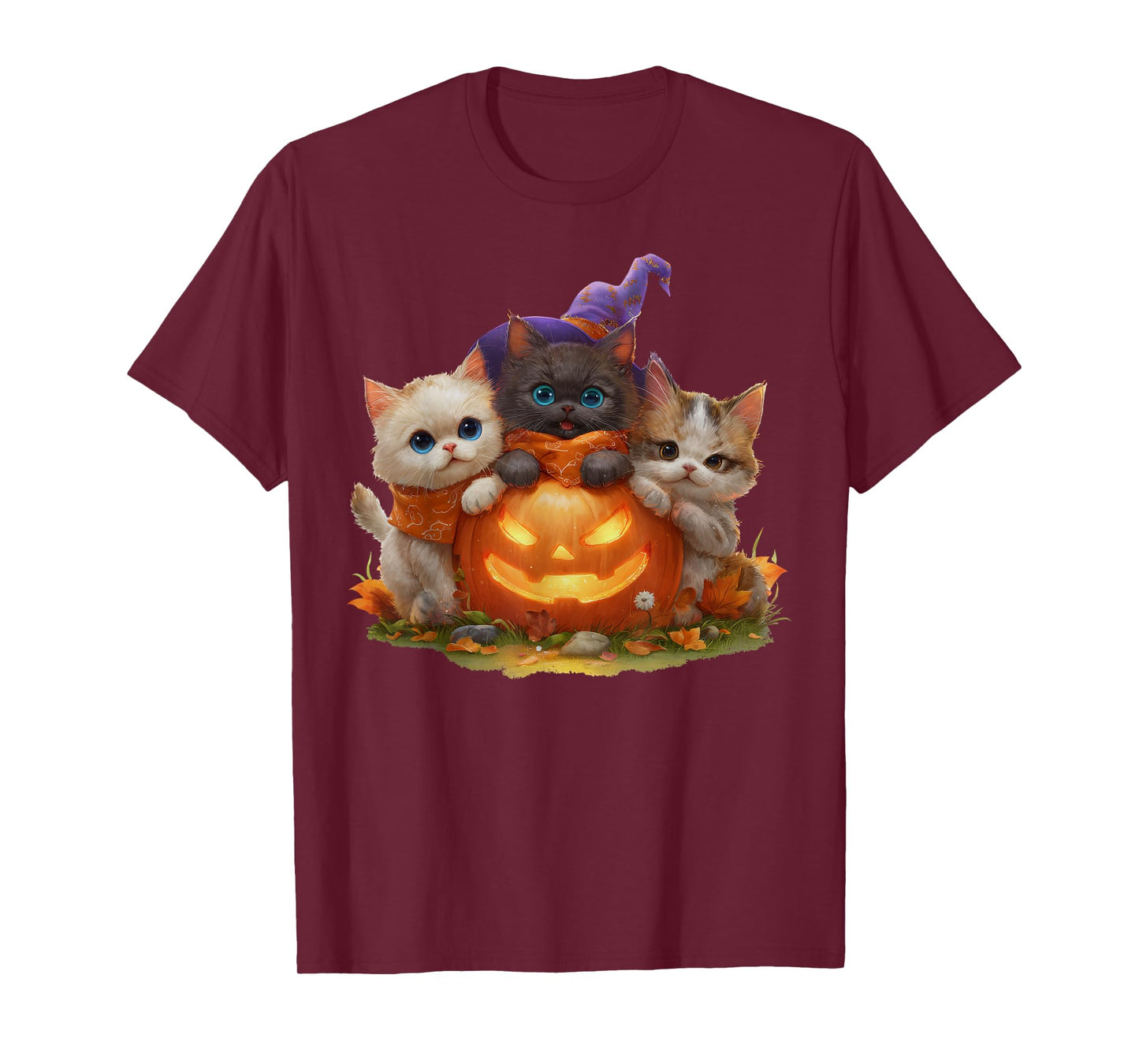 Vintage Kittens Pumpkin Cute Cat Spooky Season Halloween T-Shirt
