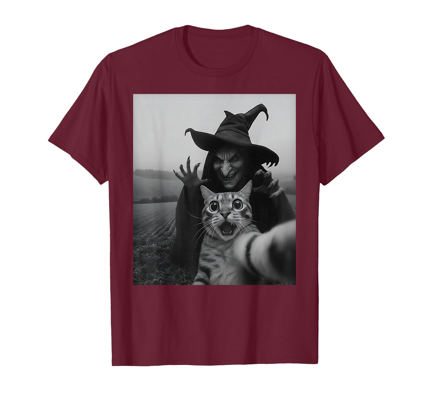 Halloween Cat Selfie with Witch T-Shirt