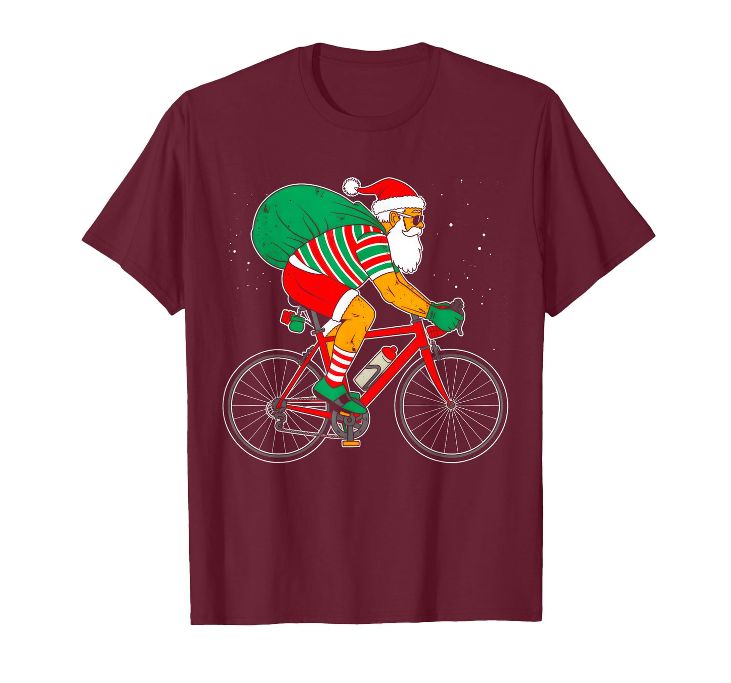 Retro Santa Riding Bicycle Cycling Biking Elf Bike Christmas T-Shirt