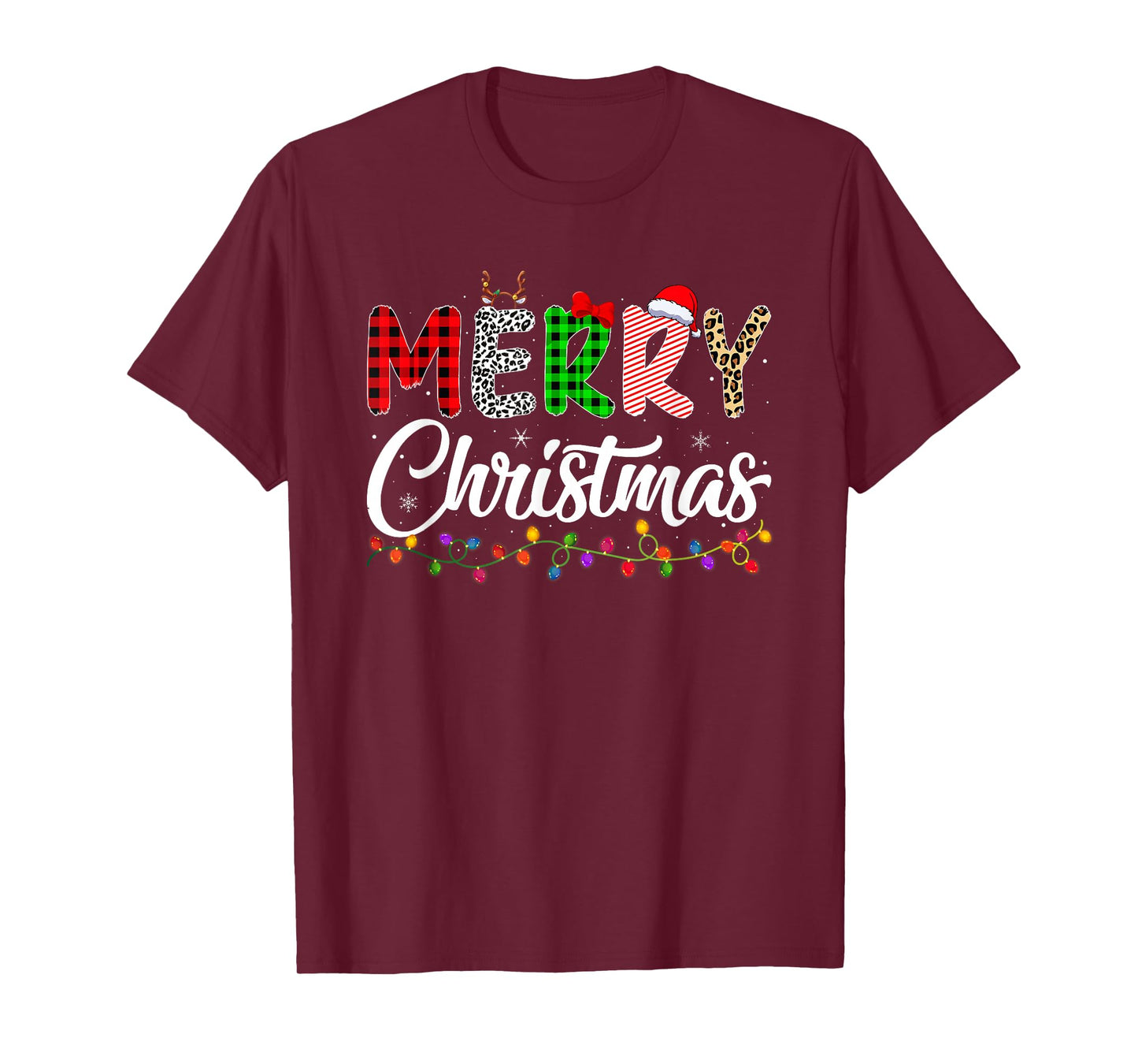 Merry Christmas Lights Santa Family Xmas Pajamas Men Women T-Shirt