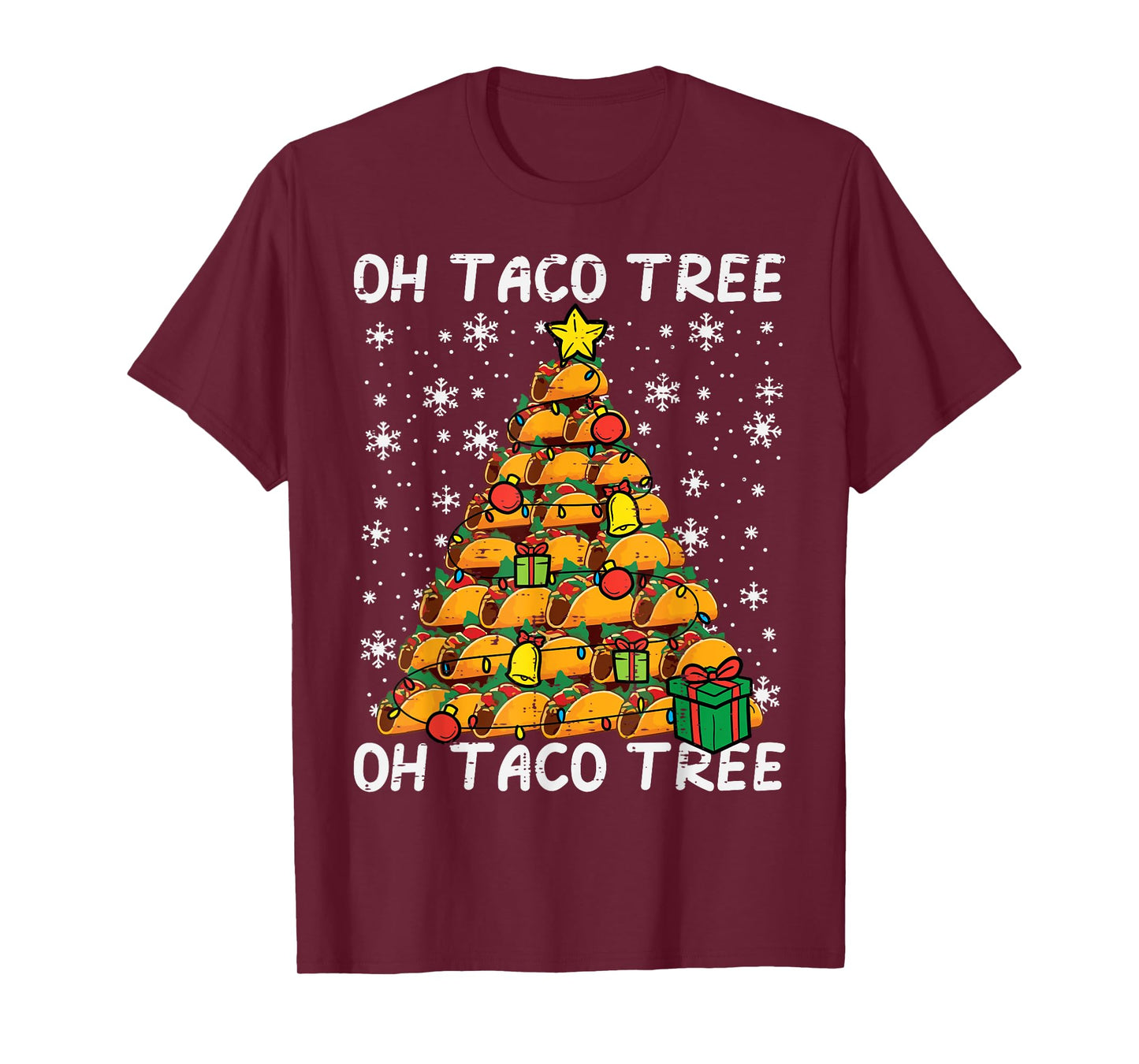 Tacos Christmas Tree Funny Xmas Foodie Mexican Men Women Kid T-Shirt