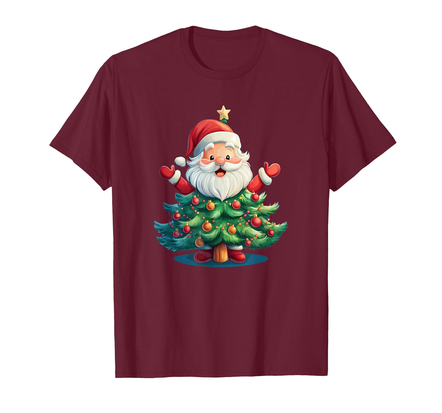 Christmas Tree and Santa Claus Brings Holiday Smiles T-Shirt