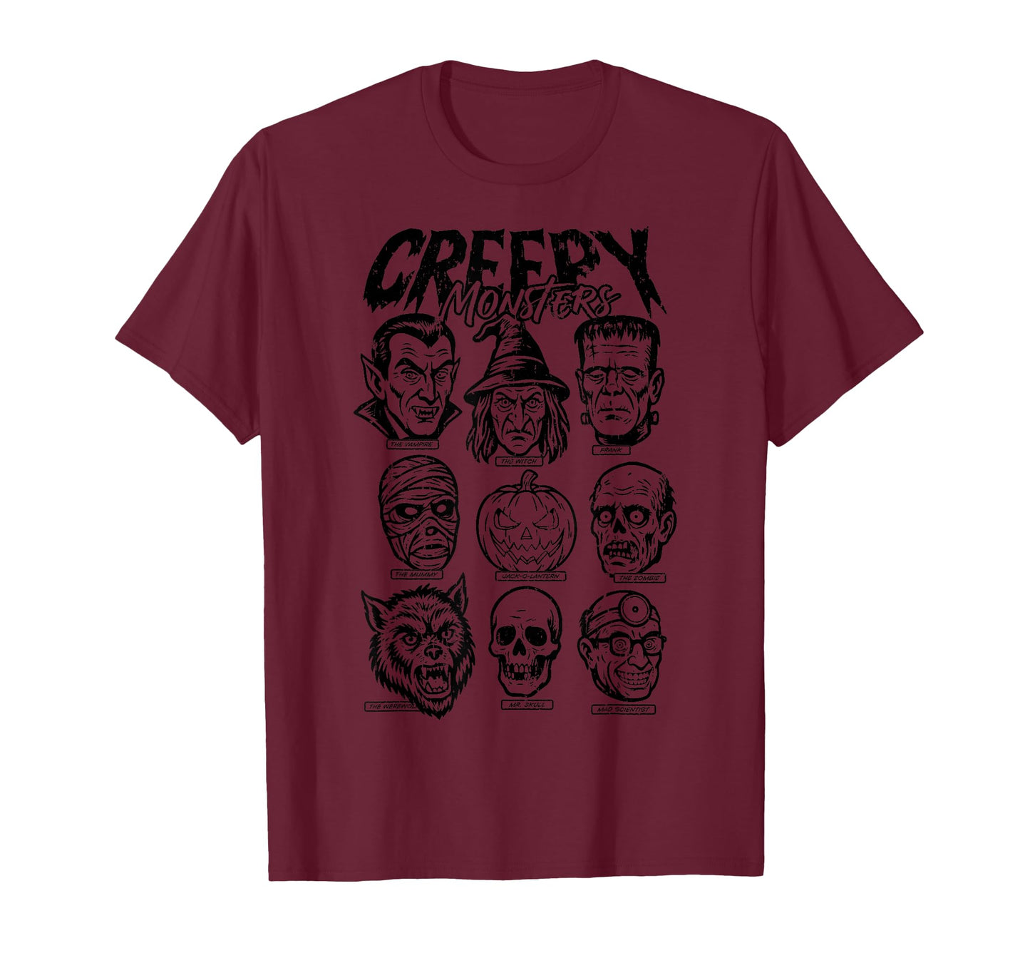 Halloween Boys Creepy Monsters Mummy Skeleton Frankenstein T-Shirt
