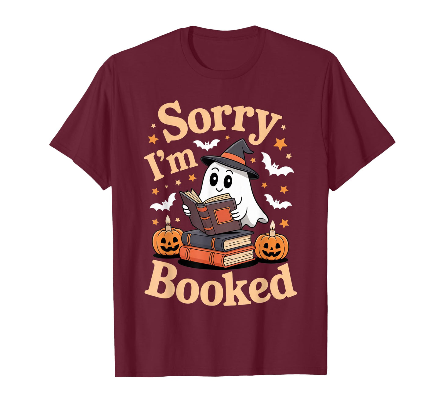 Sorry I'm Booked Ghost Reading Book Lover Teacher Halloween T-Shirt
