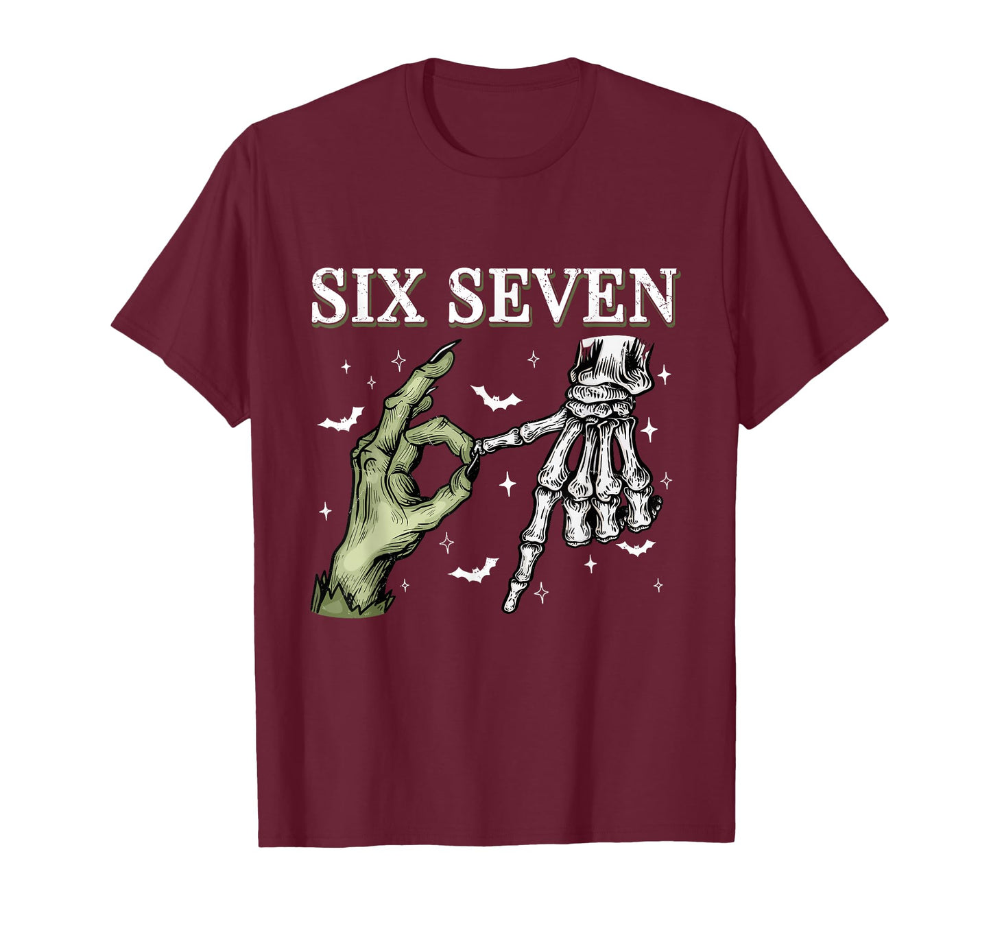 67 Six Seven Brainrot Halloween Witch Skeleton Phrase Meme T-Shirt