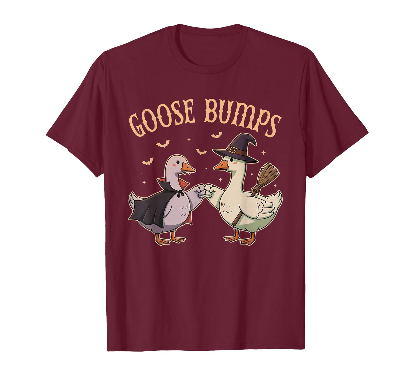 Goose Bumps Halloween Costume Goose Witch Hat Vampire Bats T-Shirt