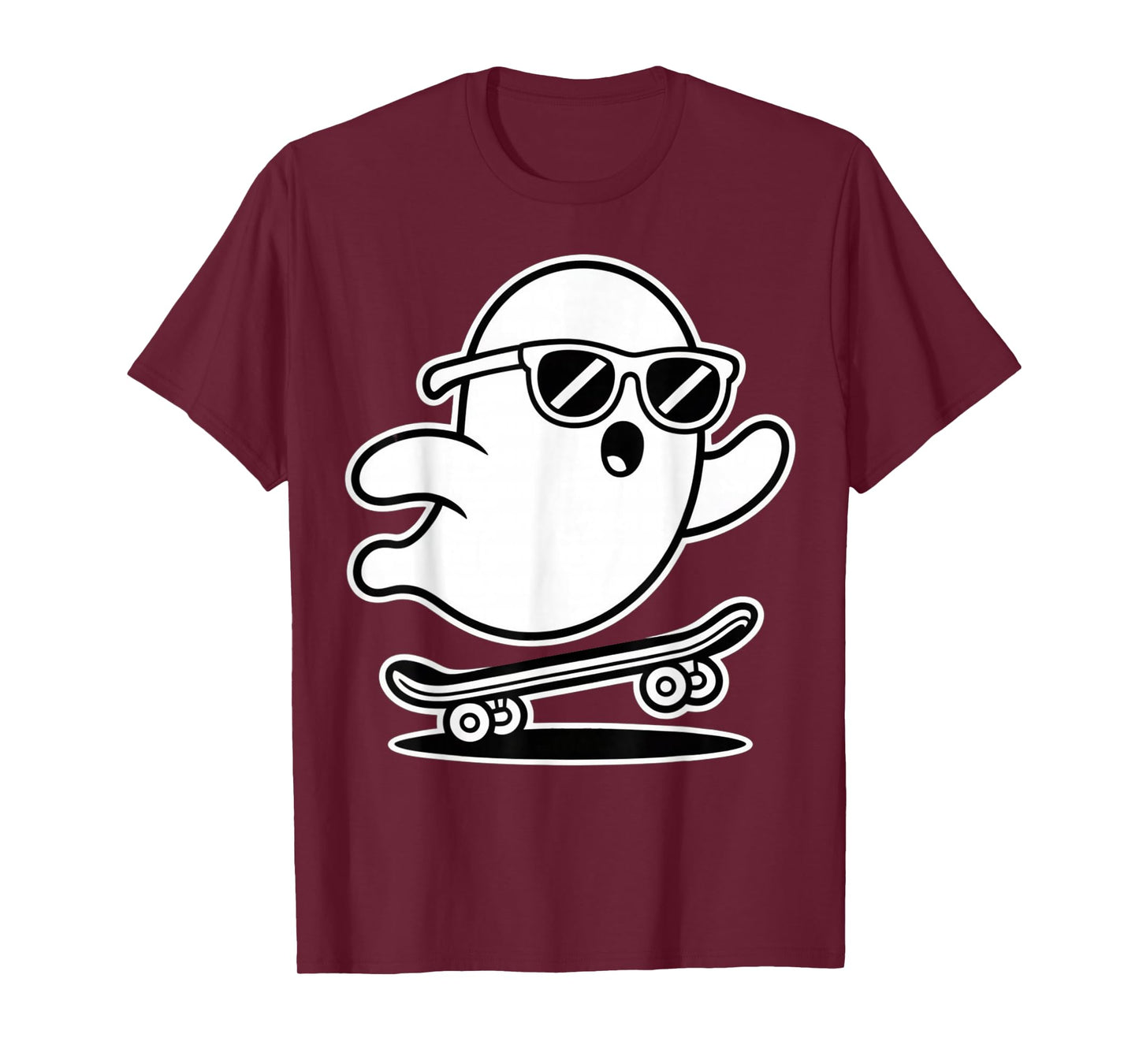 Funny Ghost On Skateboard Retro Halloween Costume Kids Boys T-Shirt