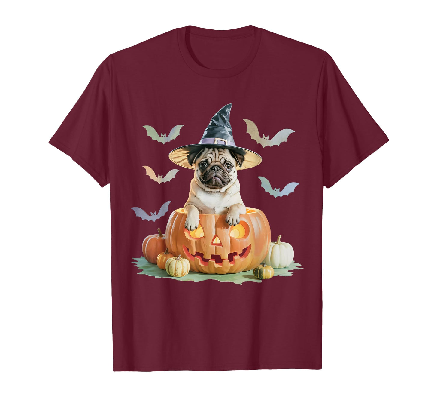 Cute Pug Pumpkin Halloween Pug Thanksgiving Dog Men Women T-Shirt