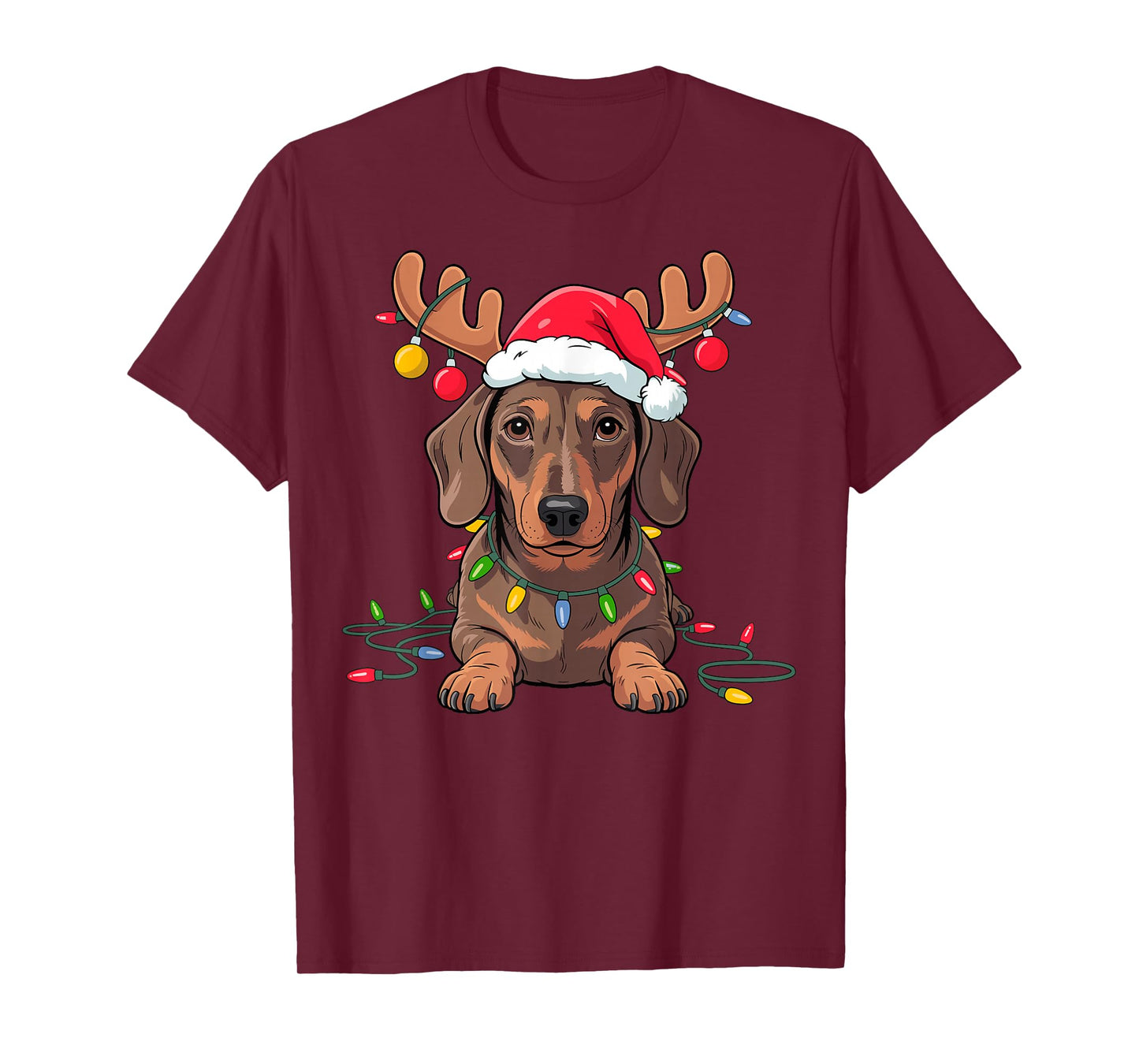 Dachshund Wiener Dog Christmas Xmas Women Men Kids T-Shirt