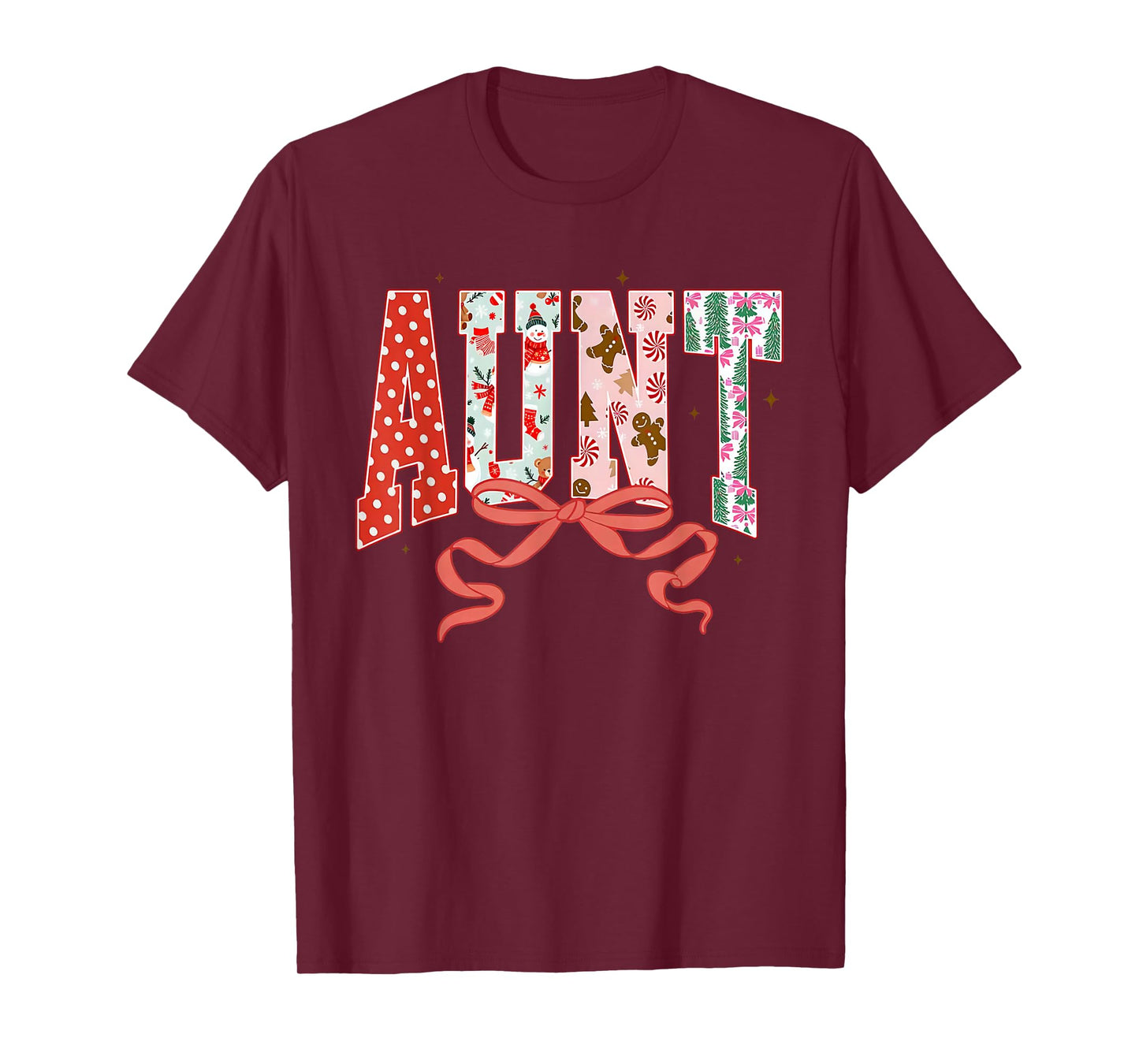 Aunt Cute Pink Coquette Bow Christmas Matching Family Xmas T-Shirt