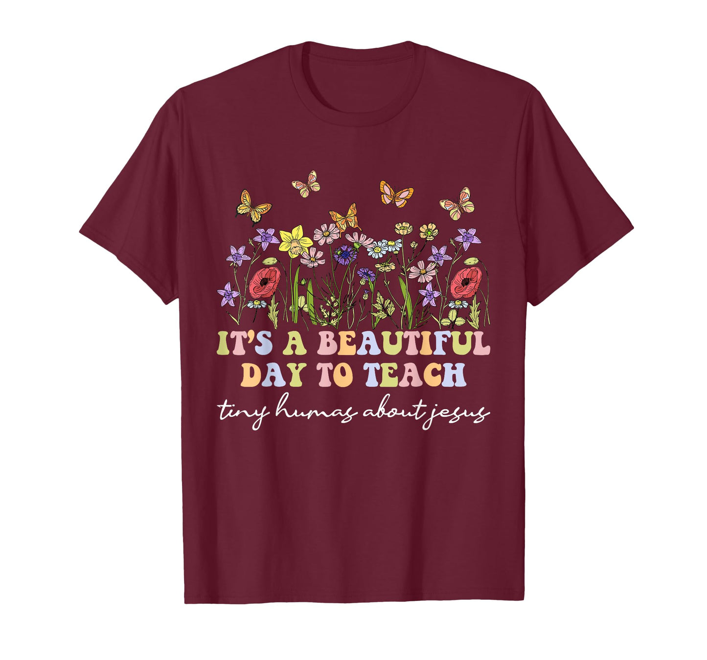 Groovy I Teach Tiny Humans About Jesus Christian Teacher T-Shirt