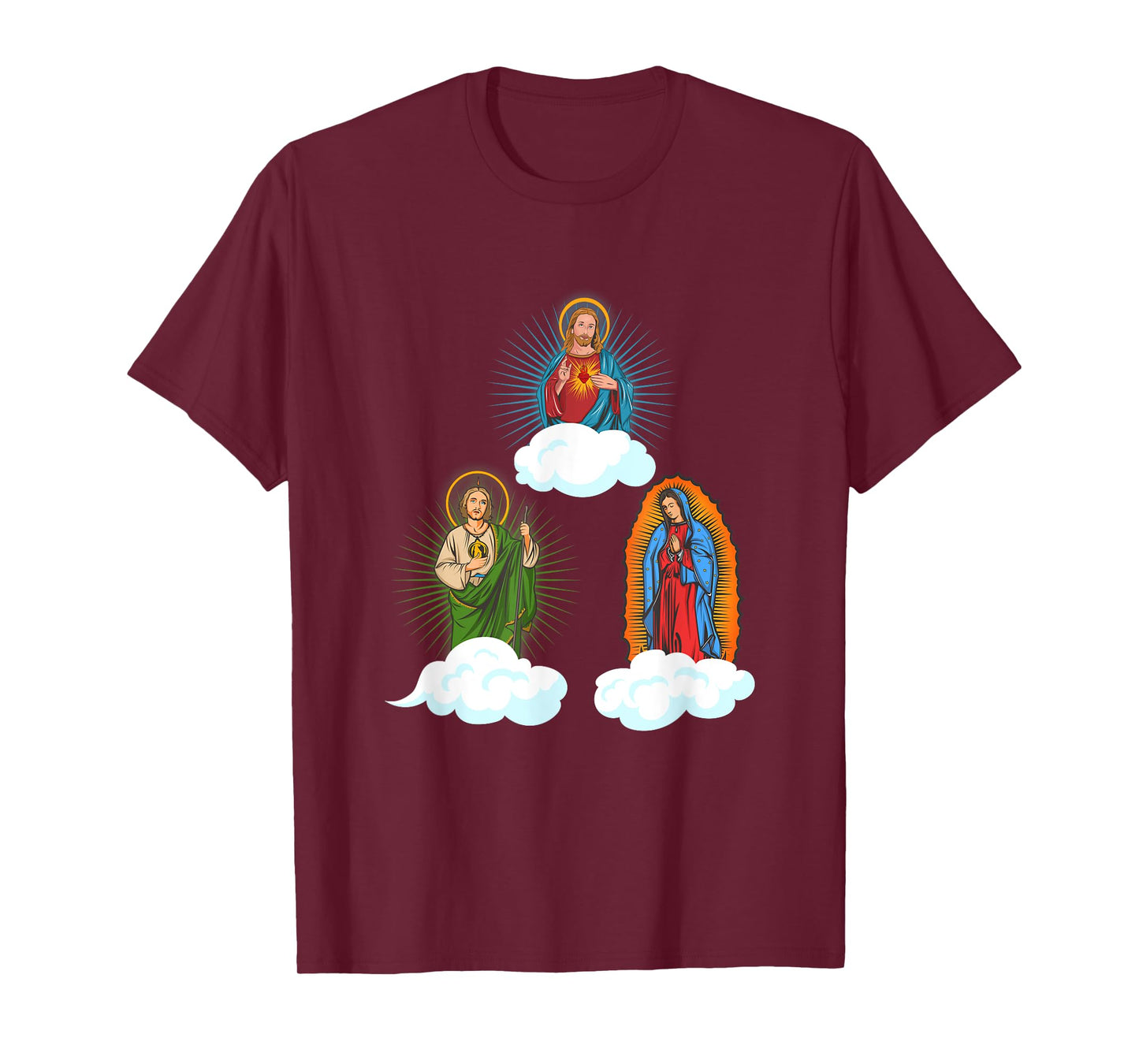 Jesus. Virgen María y San Judas Tadeo In Clouds T-Shirt