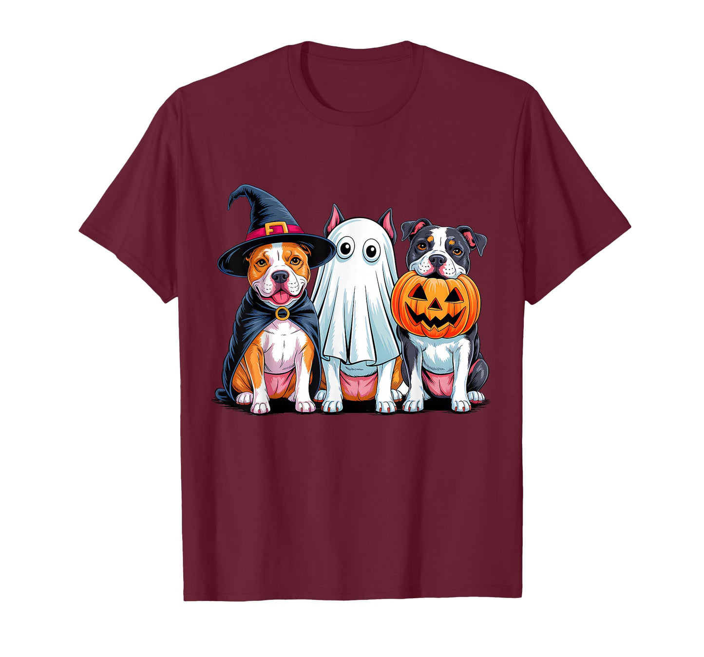 Pittbull Halloween Funny Dog Lover Pumpkin Witch Ghost Boo T-Shirt