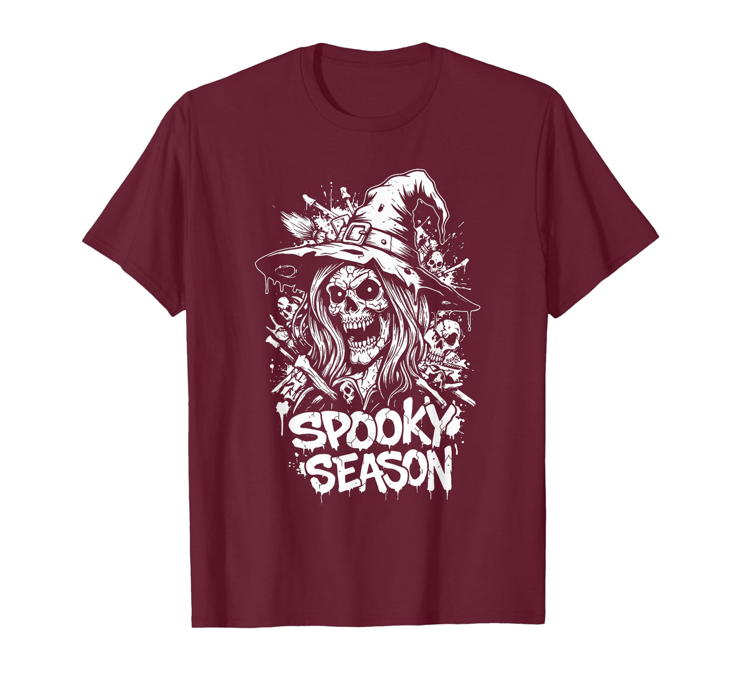 Spooky Season Witch Skull Halloween Costume for Women & Girl T-Shirt
