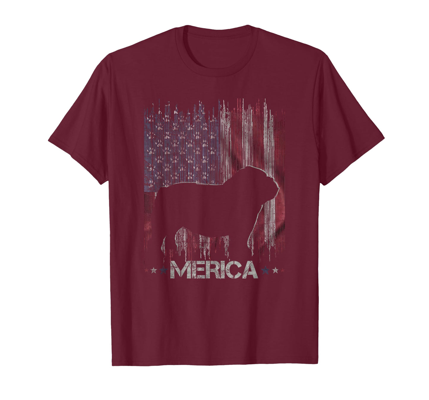 Vintage Bulldog, Merica Bulldog USA Flag Silhouette T-Shirt