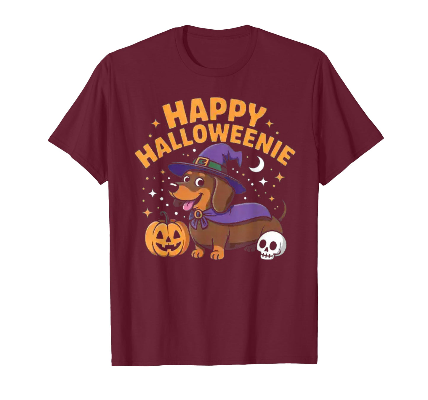 Dachshund Weiner Dog Witch Happy Halloweenie T-Shirt