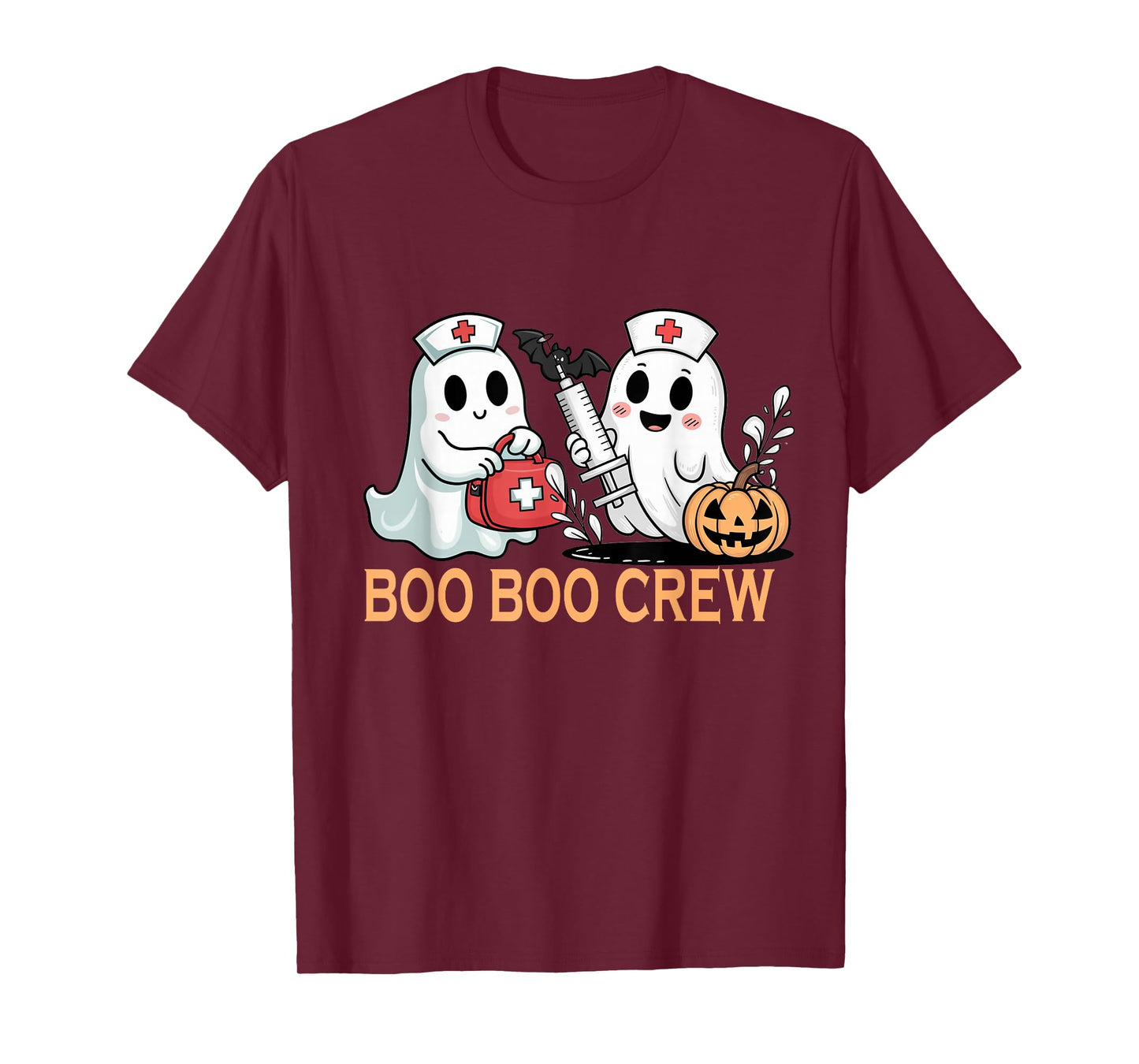 Ghost Boo Boo Crew Nurse Halloween Women Spooky Nurse Funny T-Shirt