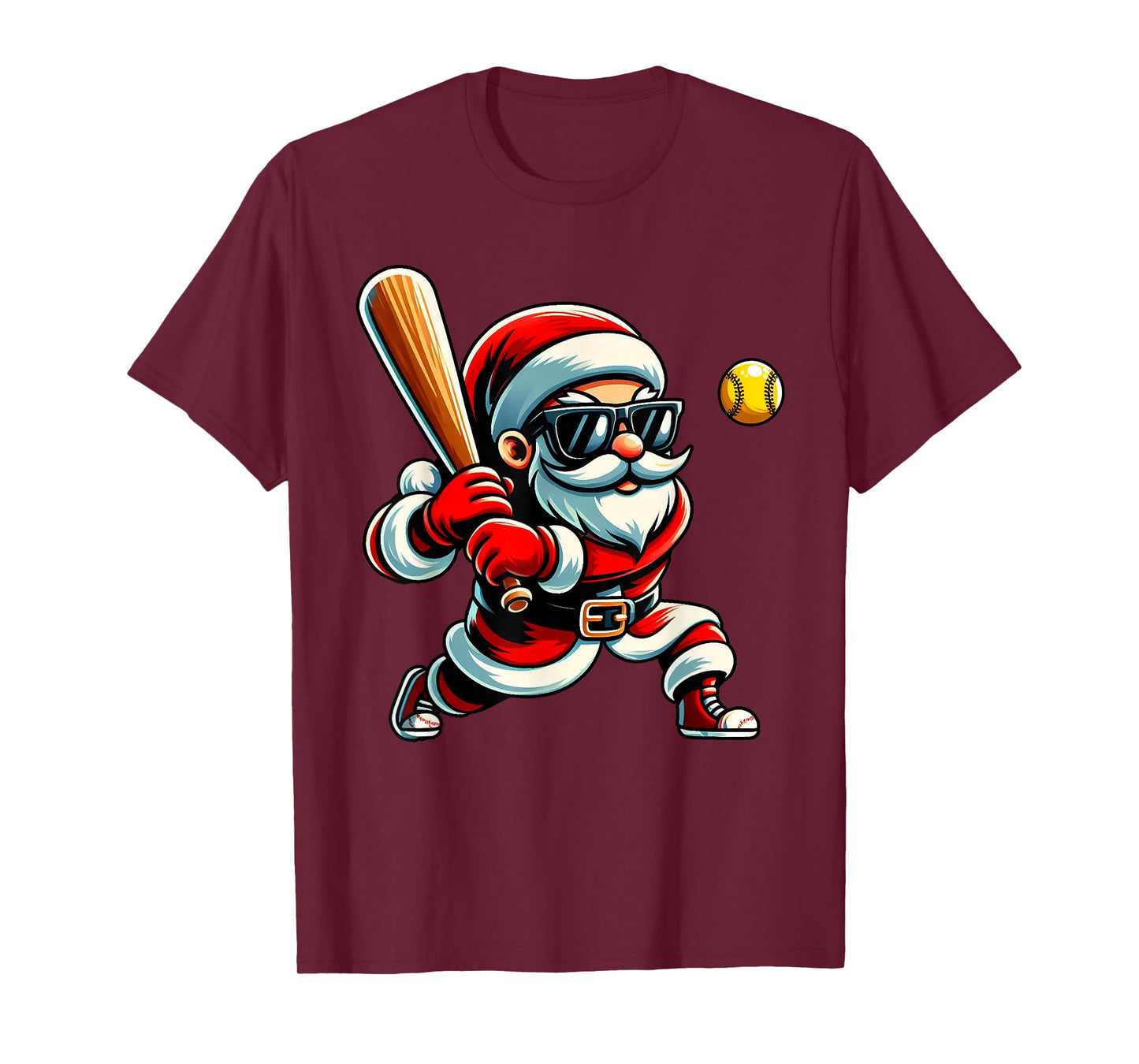 Christmas Santa Claus Play A Softball Funny Boys Kids Xmas T-Shirt