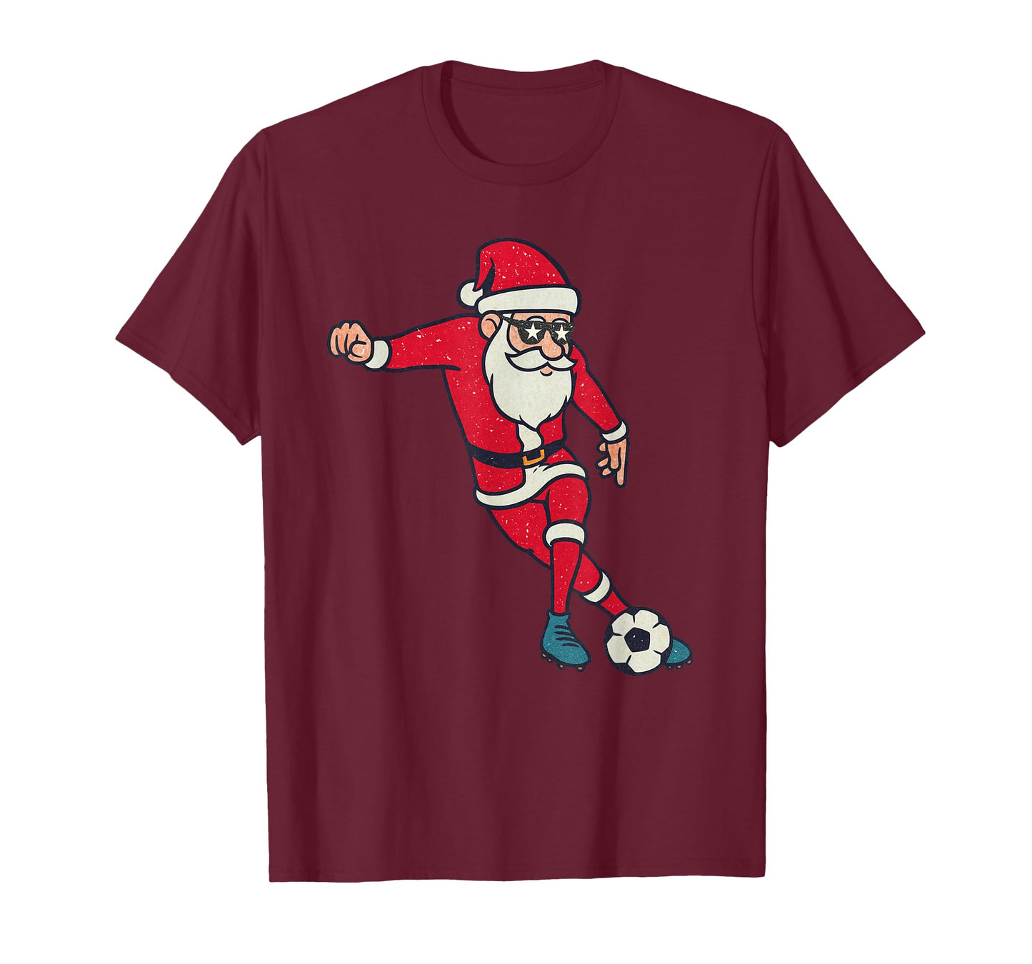 Santa Playing Soccer Christmas Vintage Funny Xmas Holiday T-Shirt