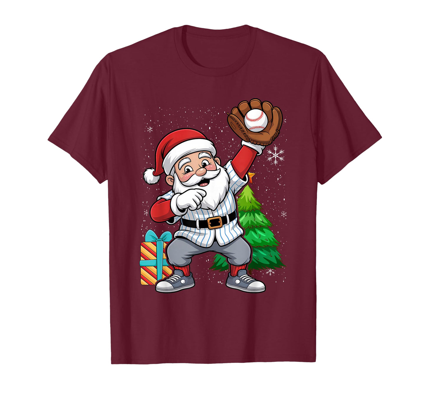 Baseball Santa Christmas No Hitter Pitching Claus T-Shirt