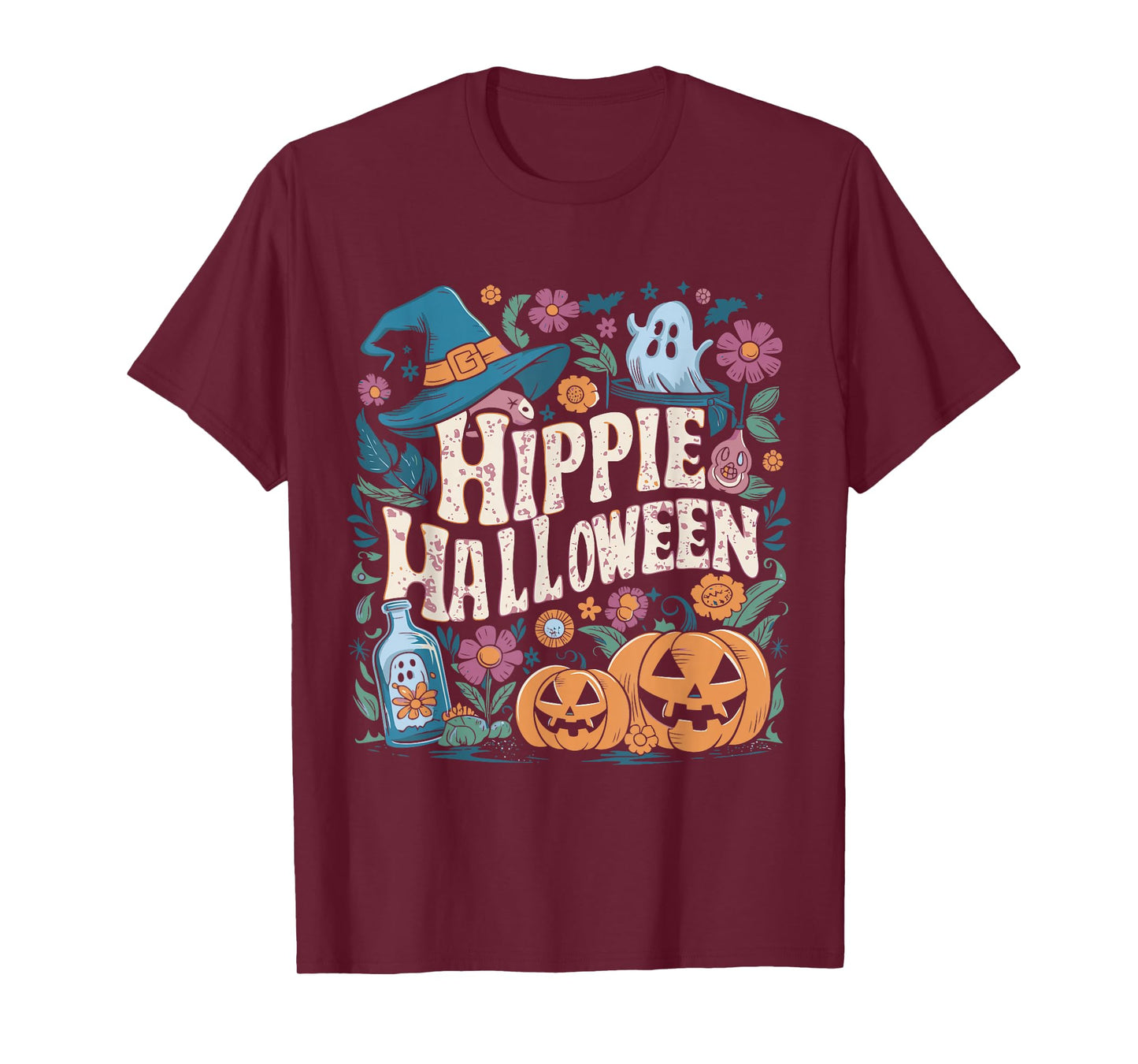 Hippie Halloween Groovy Ghost Pumpkins T-Shirt