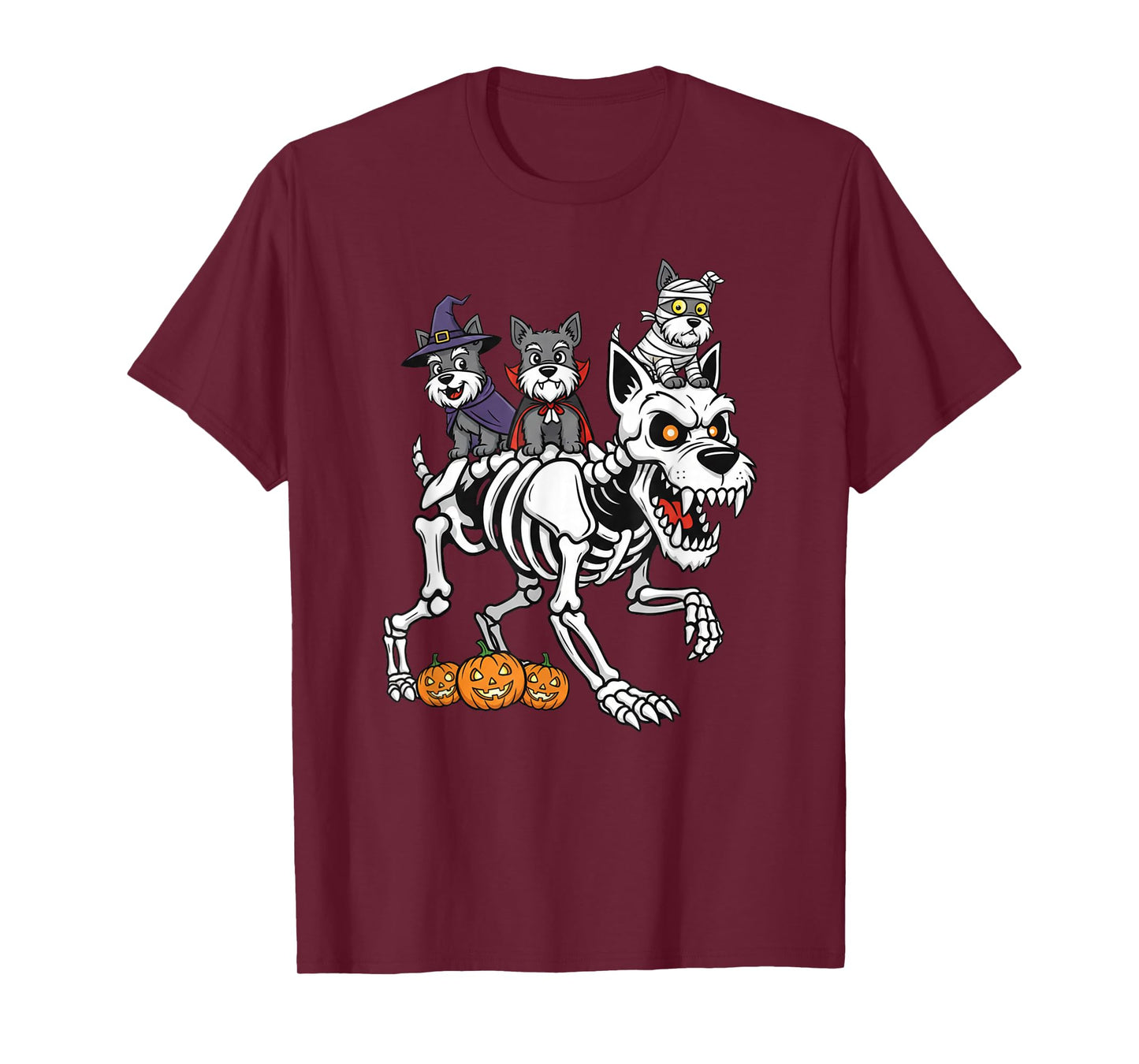 Scottish Terrier Skeleton Mummy Witch Halloween Mens Womens T-Shirt