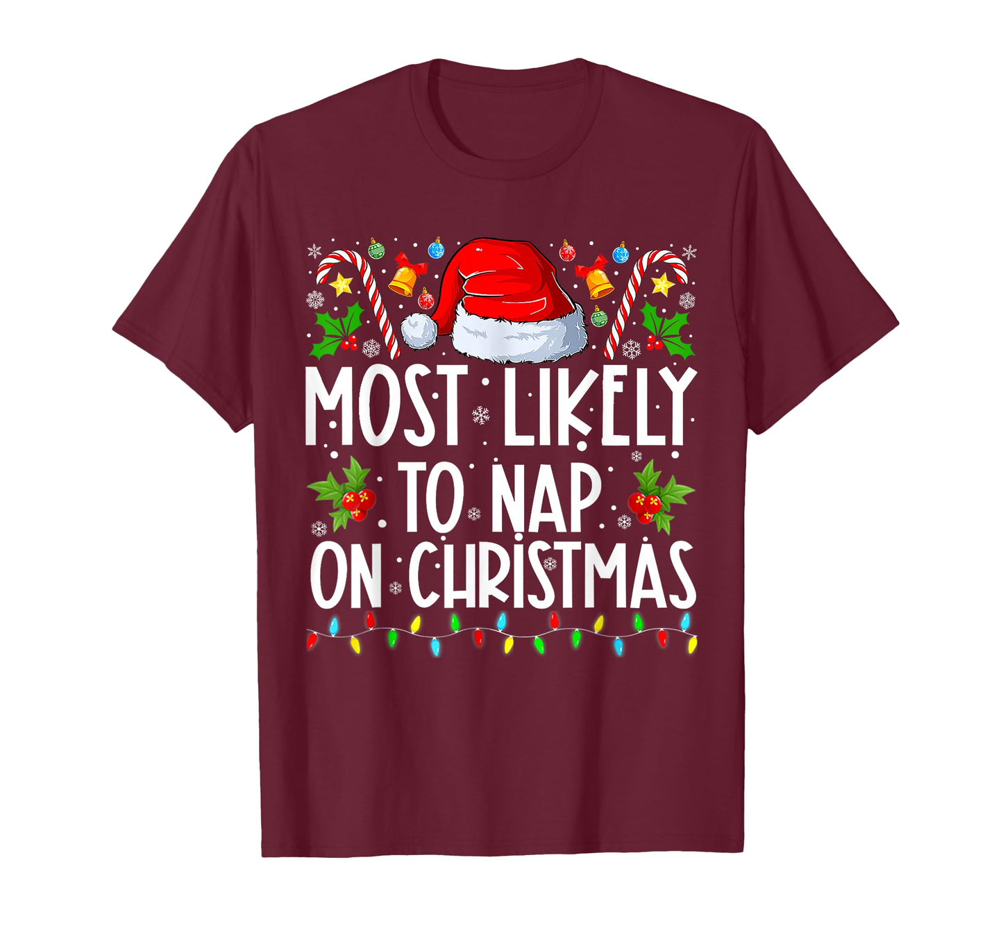 Most Likely To Nap On Christmas Family Christmas Pajamas T-Shirt