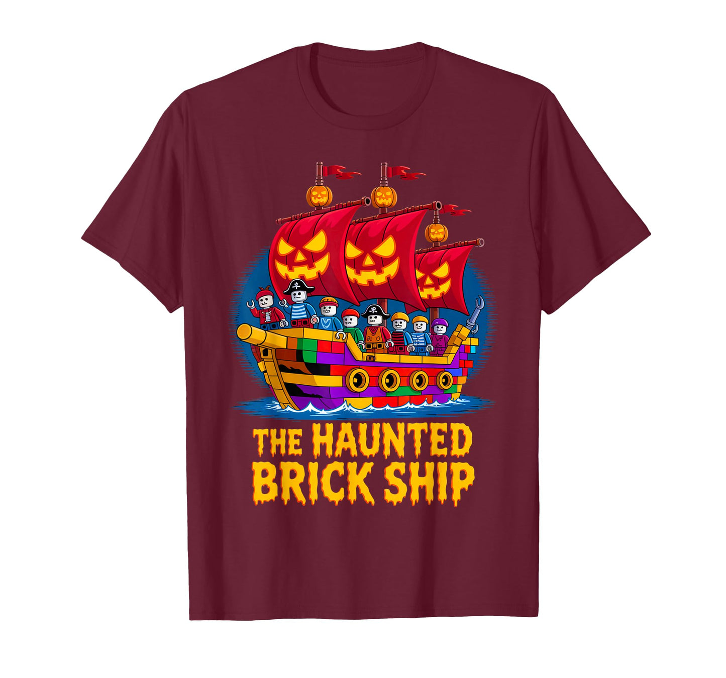 Halloween Bricks Pirate Skeleton Builder Blocks Building Toy T-Shirt