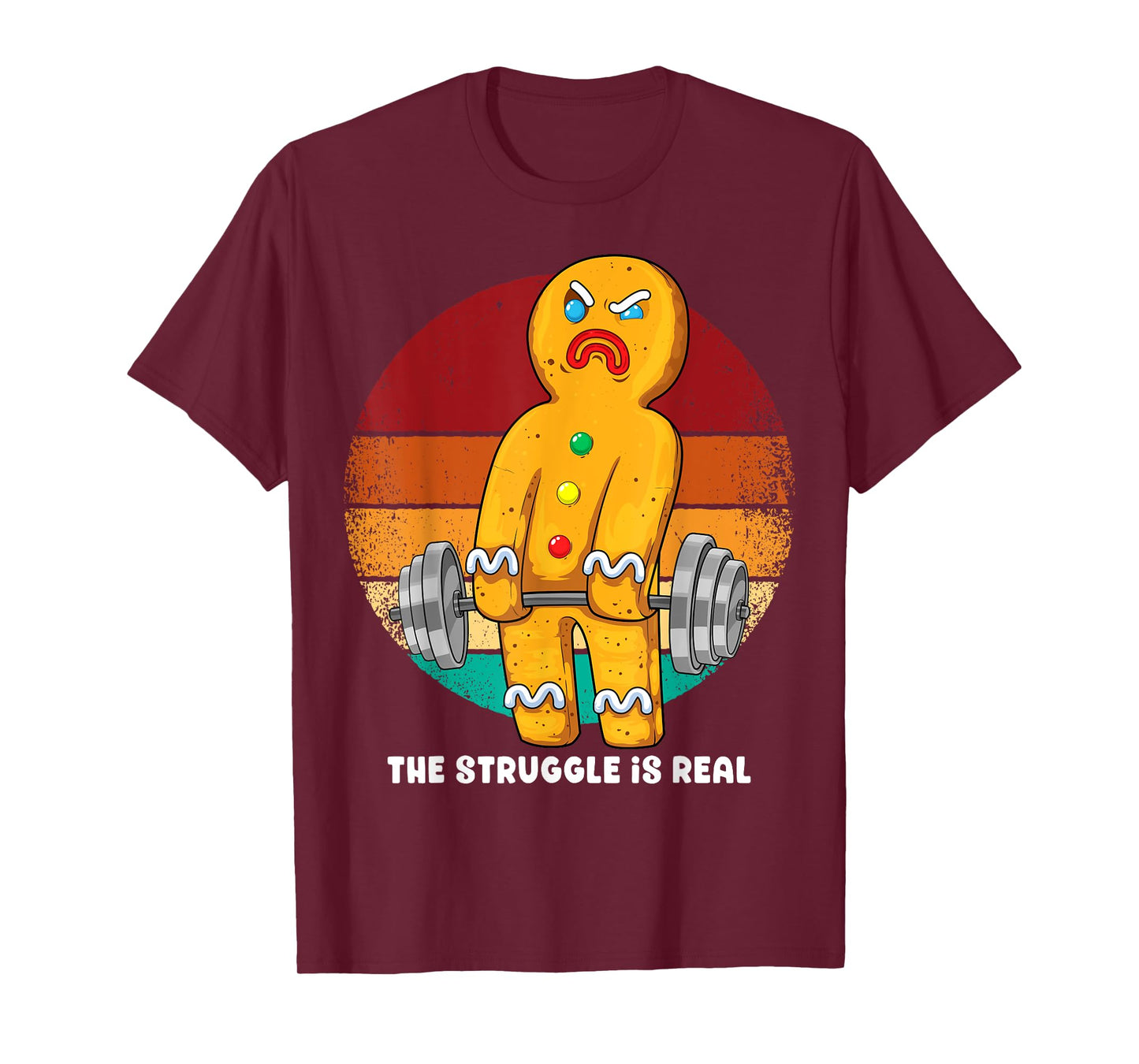 Gingerbread Man Weightlifting Christmas Fitness Gym Deadlift T-Shirt