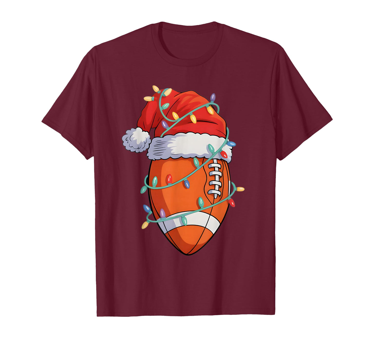 Santa Sports Design for Men Boys Christmas Football Player T-Shirt