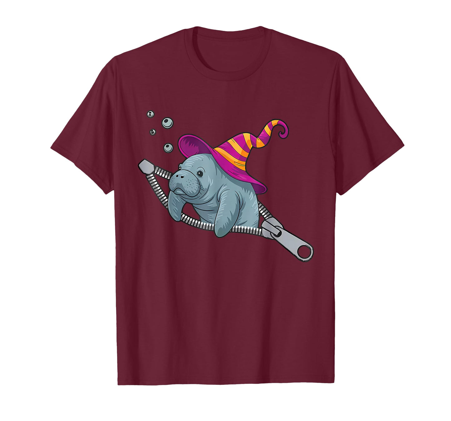 Manatee Emerging from A Zipper Cute Manatee Halloween Wizard T-Shirt