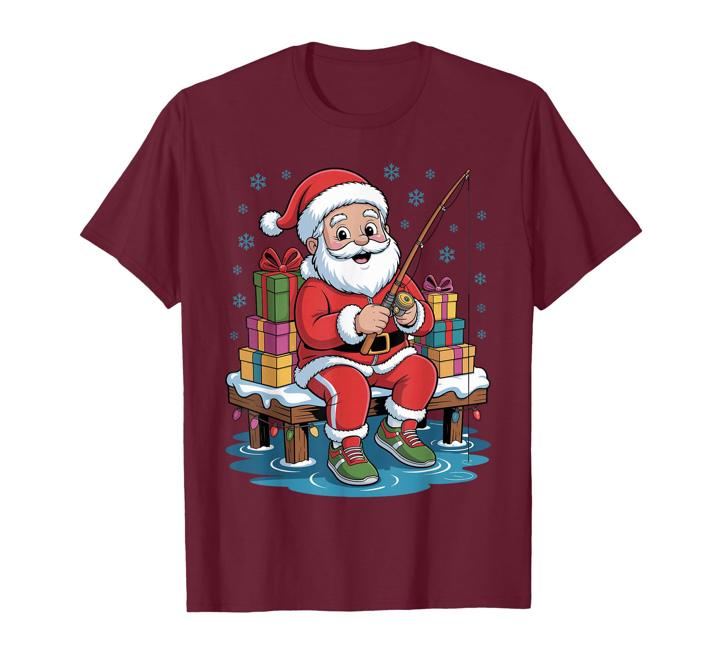 Funny Fisherman Santa Fishing Lovers Christmas Xmas Pajama T-Shirt