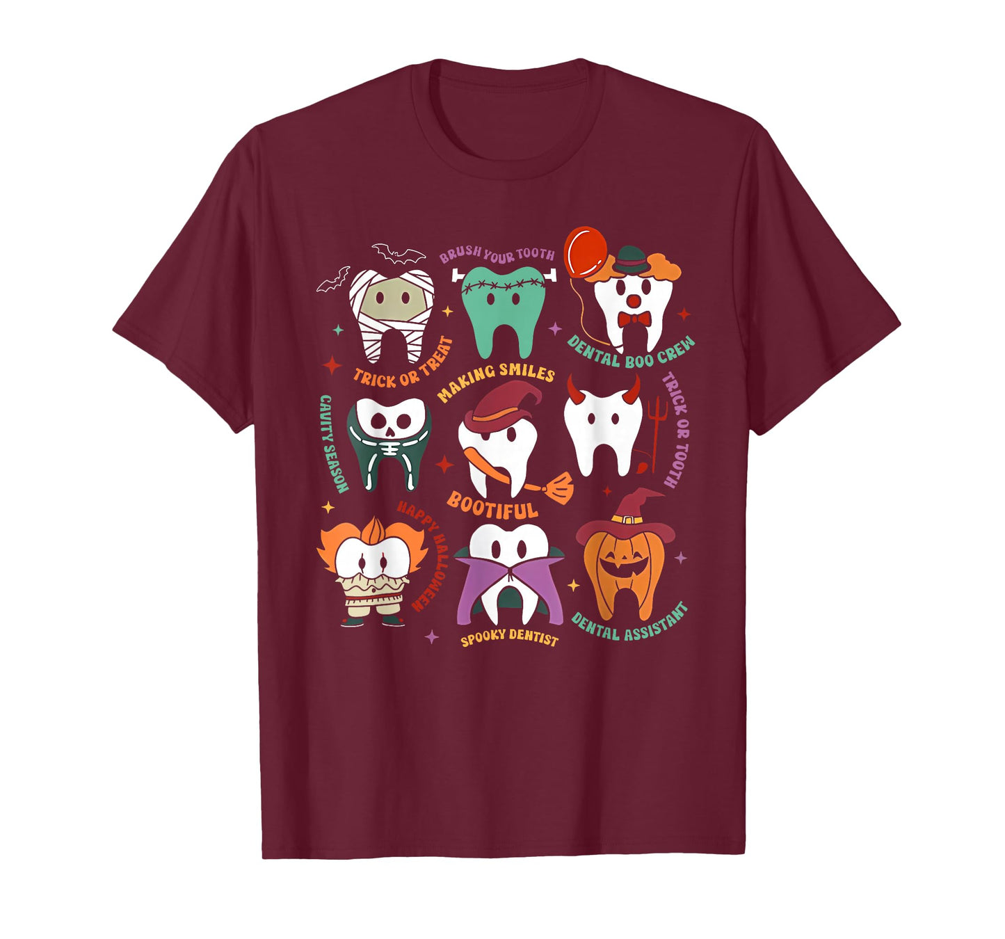 Funny Halloween Teeth Spooky Season Dentist Women Men Kids T-Shirt