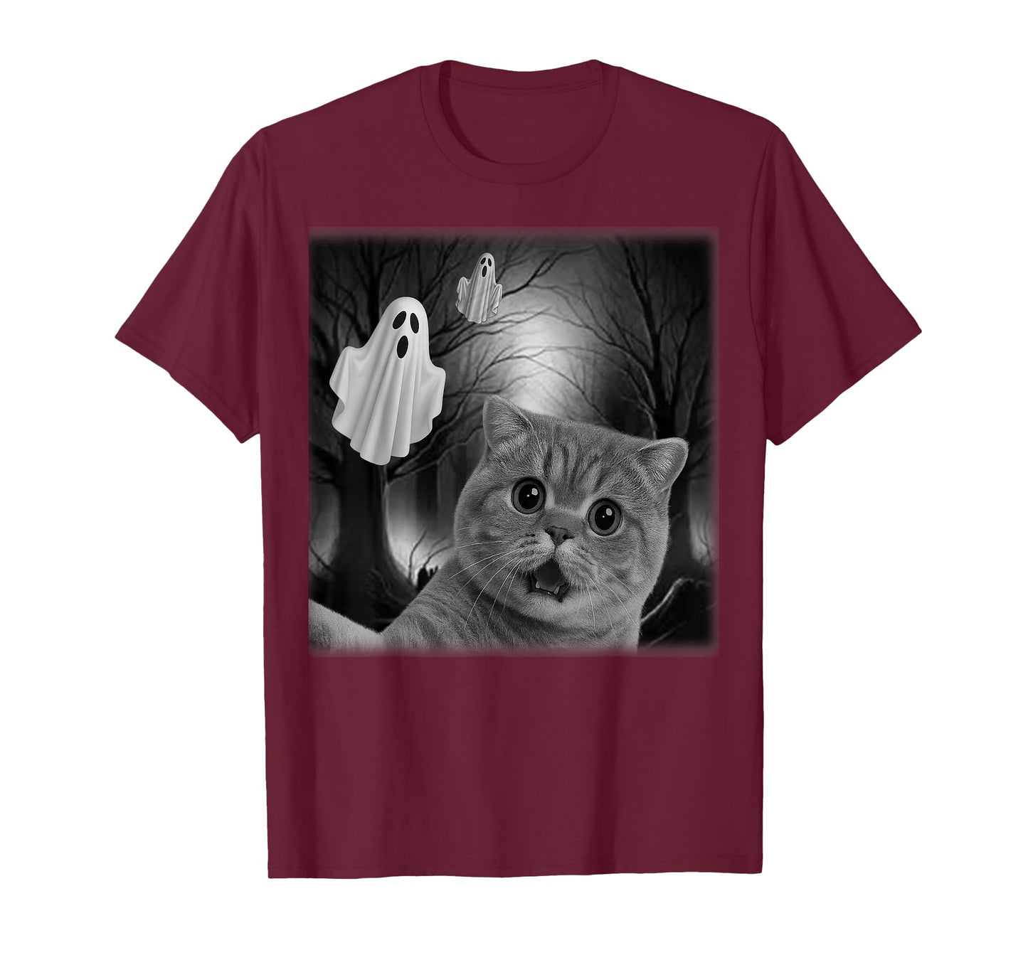 Halloween Exotic Shorthair Cats Selfie with Spooky Ghost T-Shirt