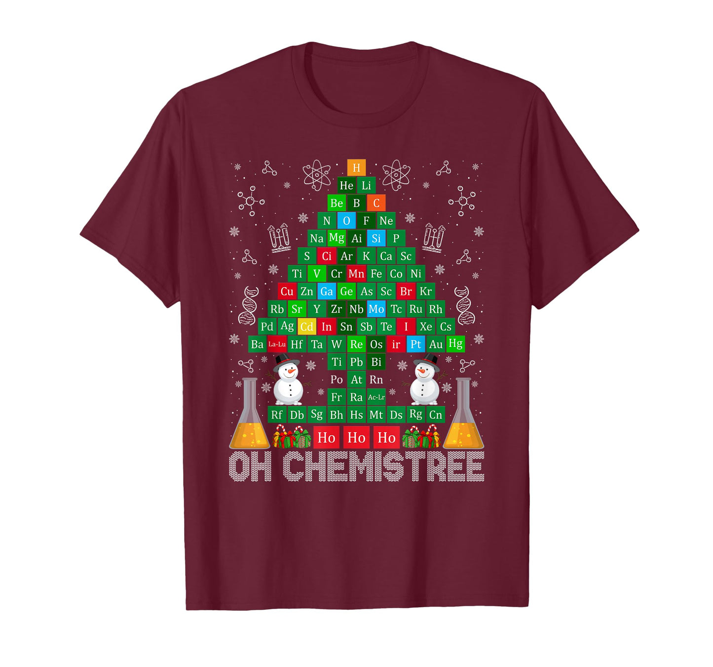 Chemistry Science Ugly Christmas Tree Snowman Oh Chemistree T-Shirt