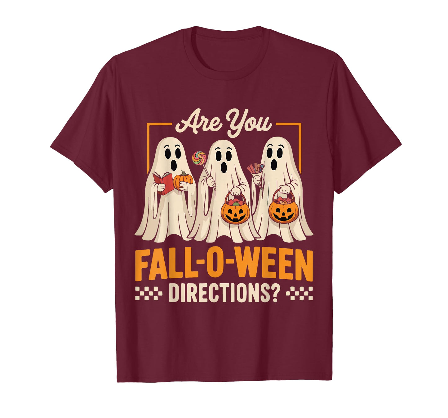 are You Fall O Ween Directions Halloween Teacher Ghost Retro T-Shirt